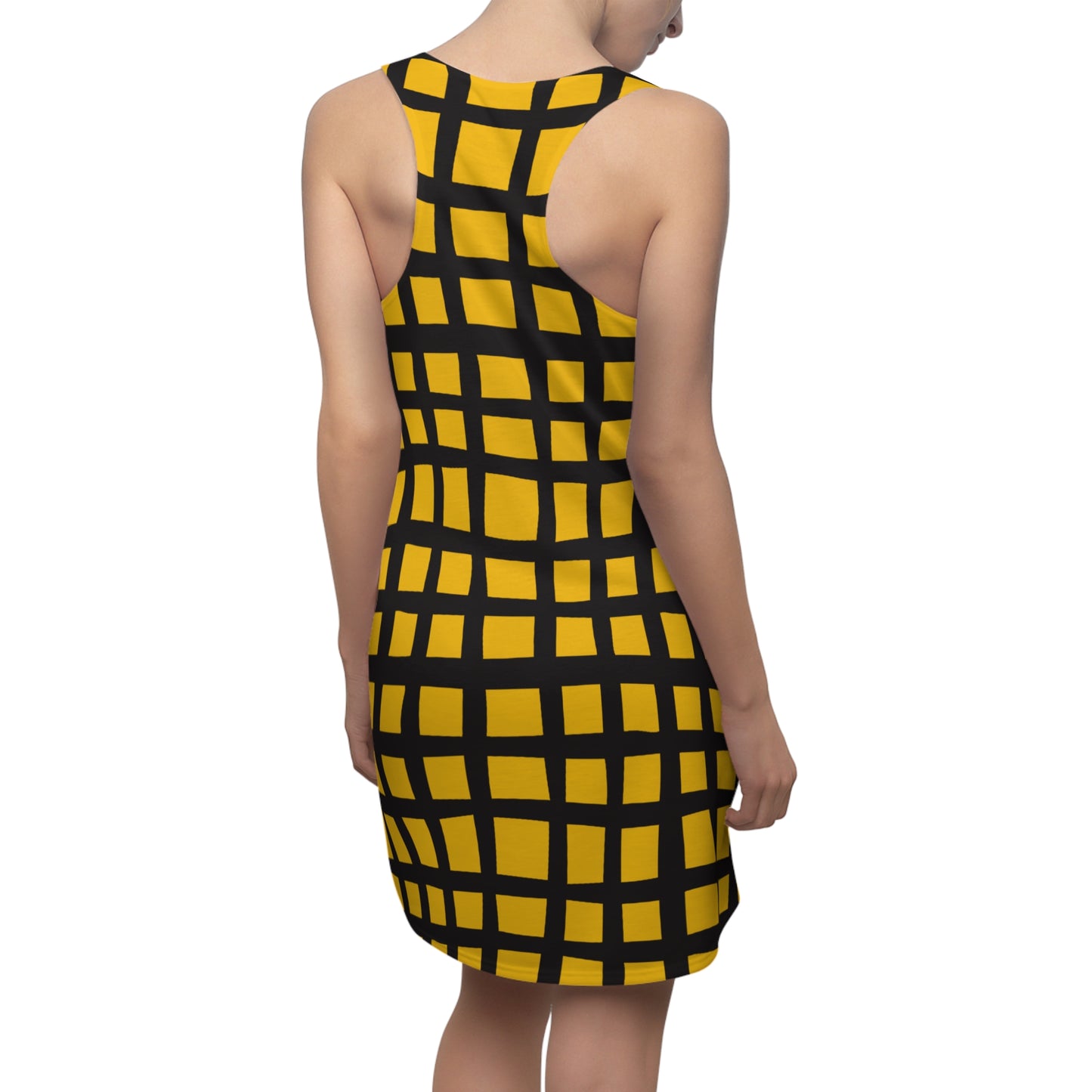 Gelb Grid Racerback Kleid – Moderner Sommerlook