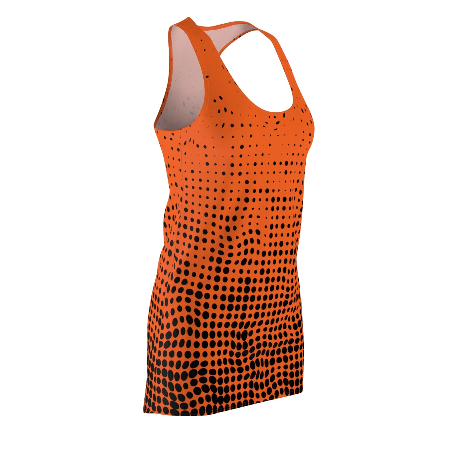 Punkte Gradient Racerback Kleid – Schwarz Orange Sommerkleid