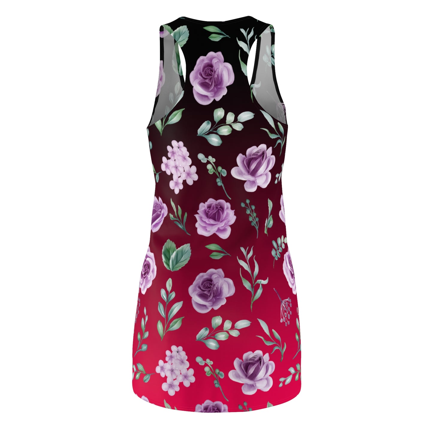 Blumenmuster Racerback Kleid Rot Schwarz mit Rosen