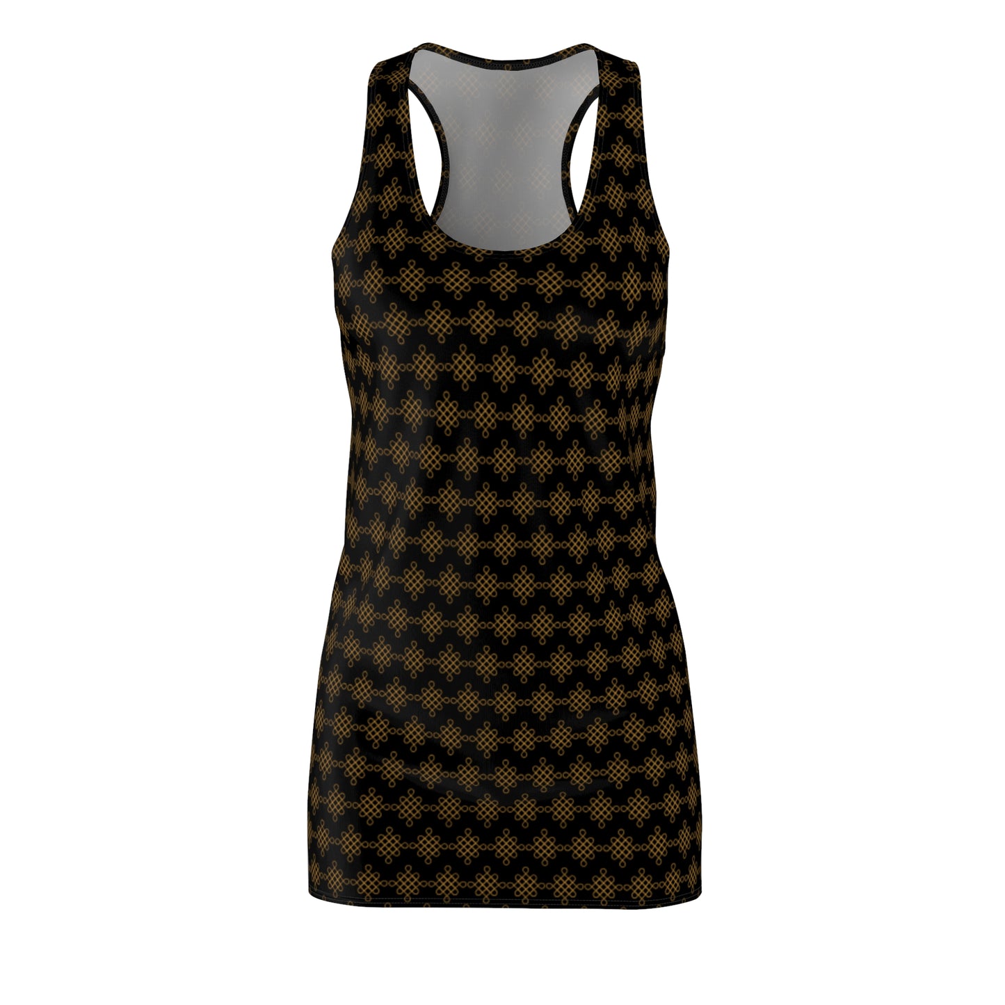 Schwarzes Damen Sommerkleid mit goldenem Muster
