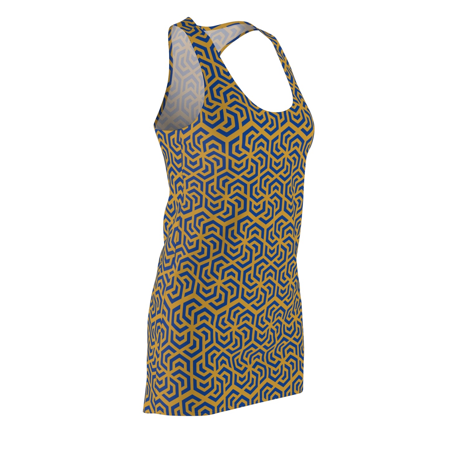 Luxury Racerback Dress mit Modern Geometric Maze Pattern
