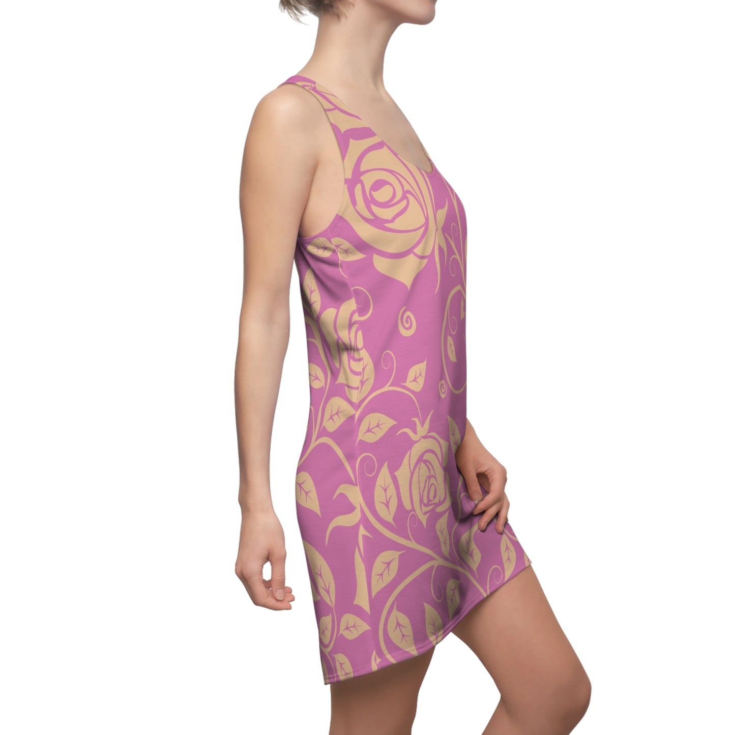 Floral Racerback Kleid Rose – Elegant in Beige & Hellpink