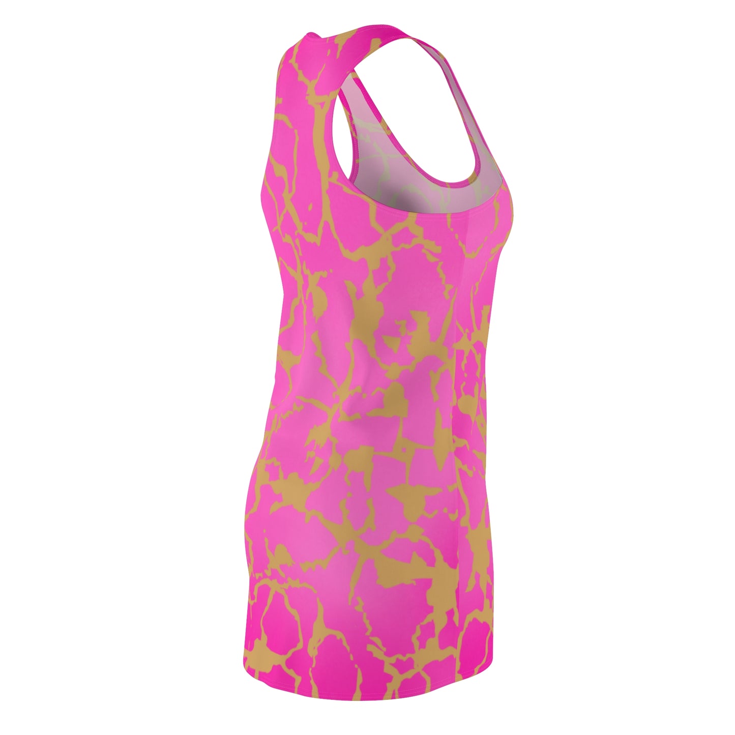 Racerback Kleid Pink Gold mit abstraktem Muster Damen Farbverlauf
