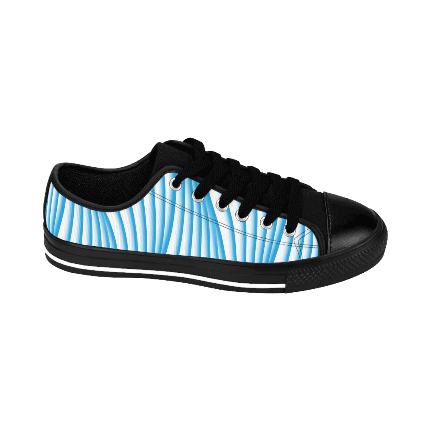 Blue Wave Pattern Canvas Sneakers Women Casual Lace-Up Shoes