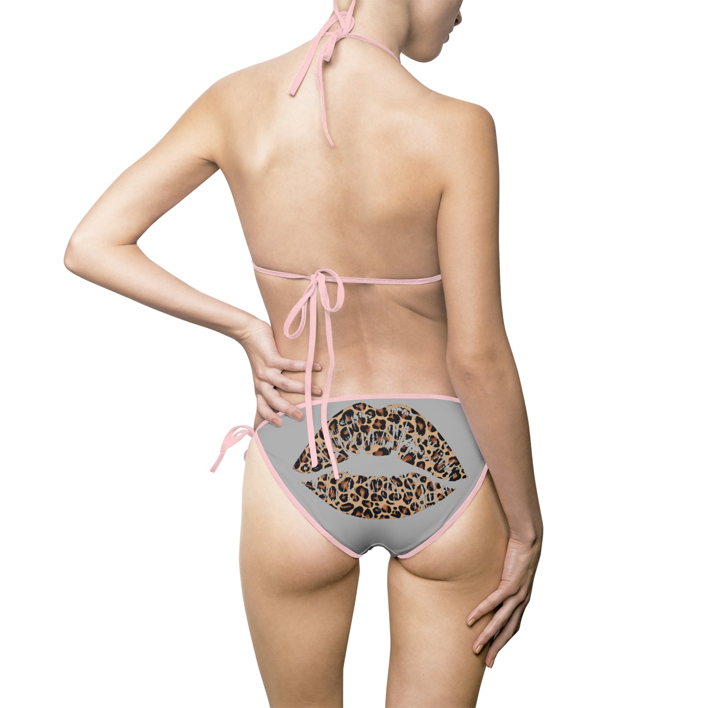 Leopard Lips Bikini Set – Wilder Animal Print grau