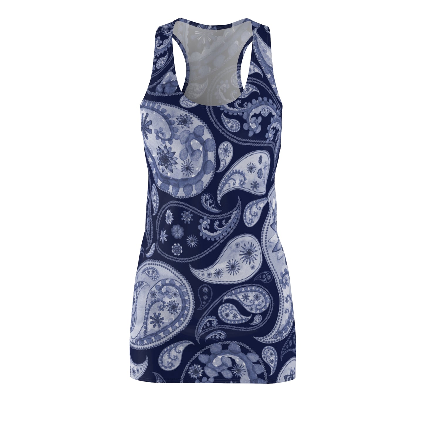 Dunkelblau Paisley Racerback Kleid – Maritim Sommerkleid