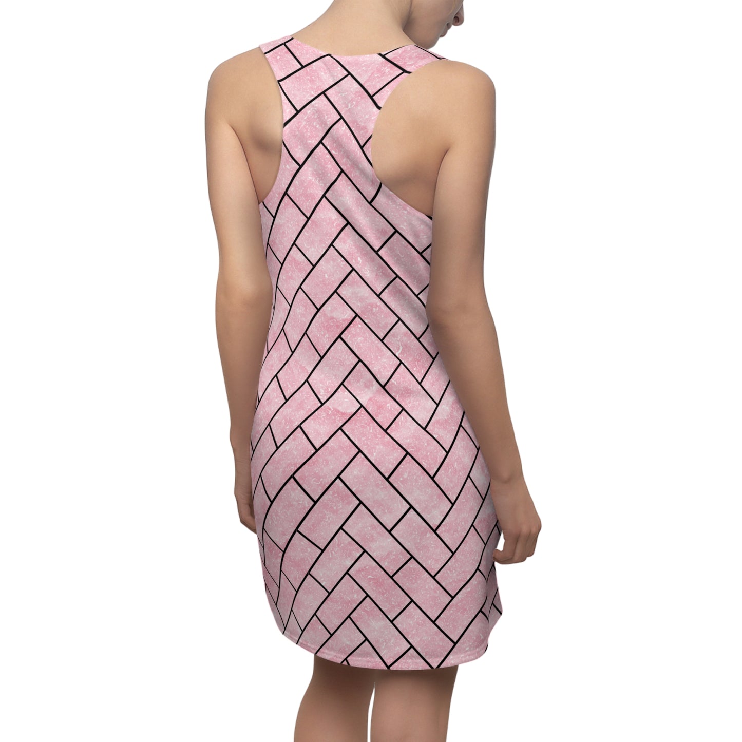 Rosa Racerback Kleid – Sommerkleid für Damen mit modernem Linienmuster