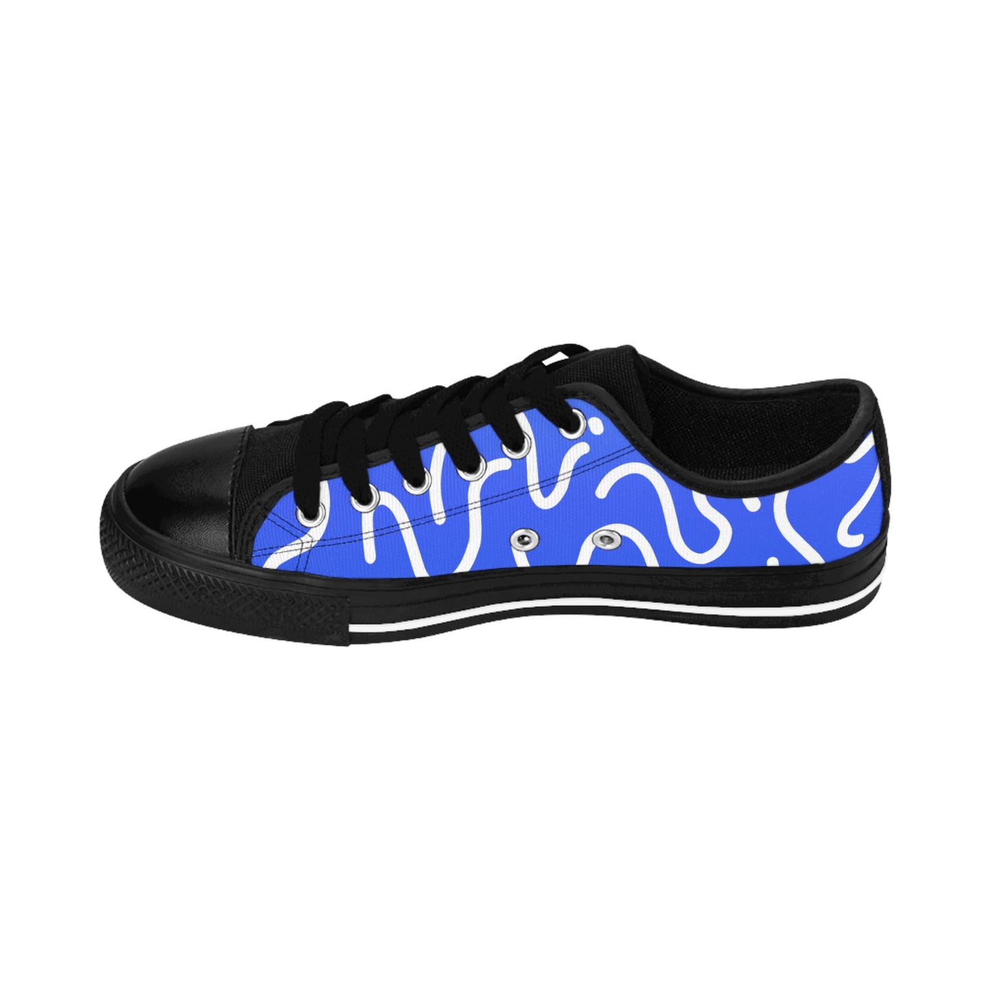 Blue Canvas Sneakers Women Casual Low Top Pattern Shoes