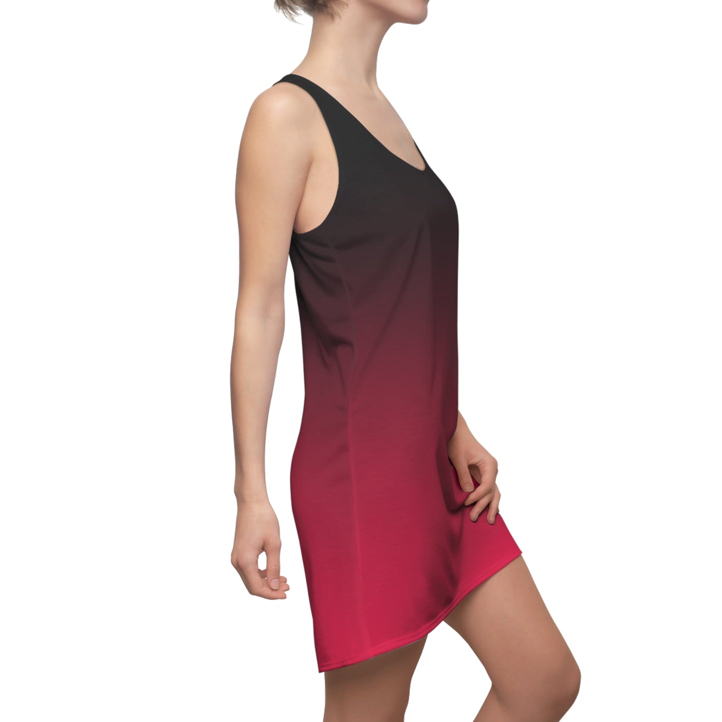 Schwarz-Rotes Racerback Kleid – Moderner Farbverlauf Look
