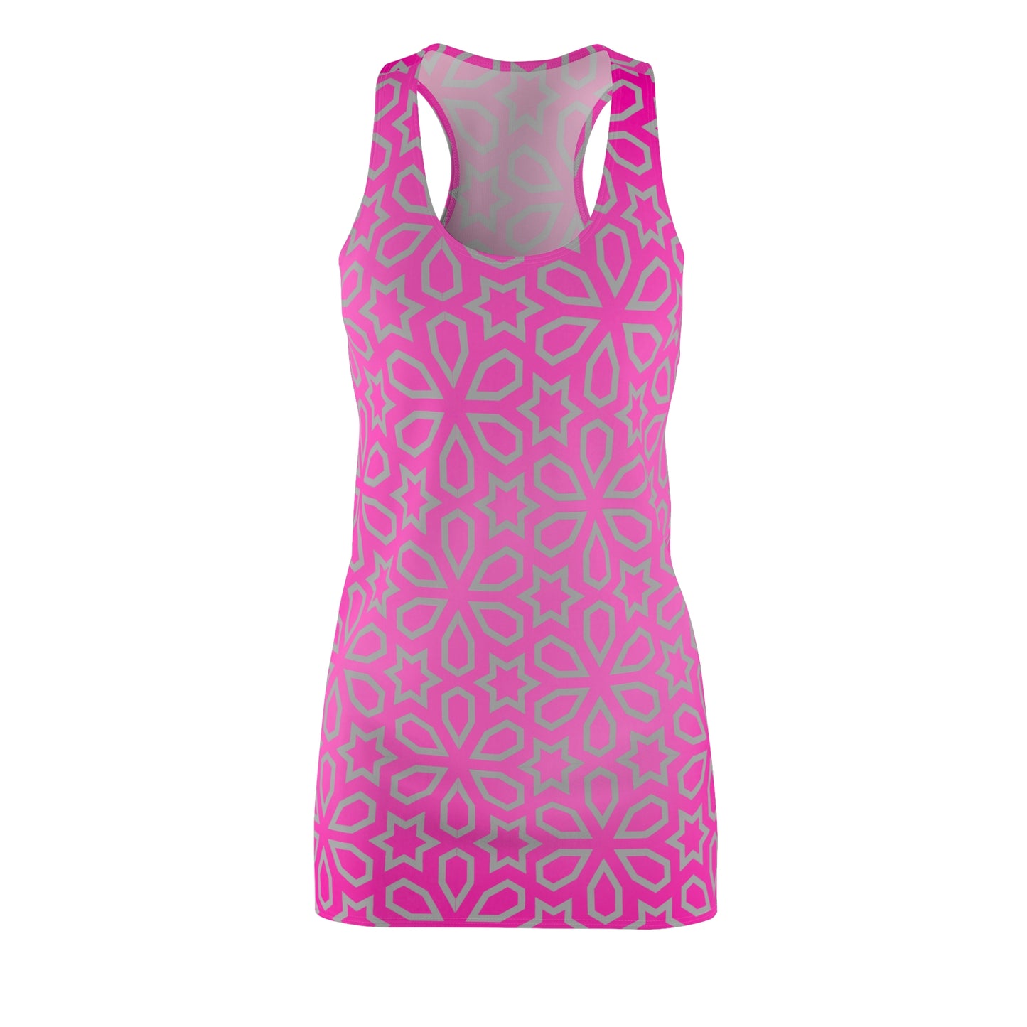 Racerback Kleid mit pinkem Farbverlauf & geometrischem Blütenmuster