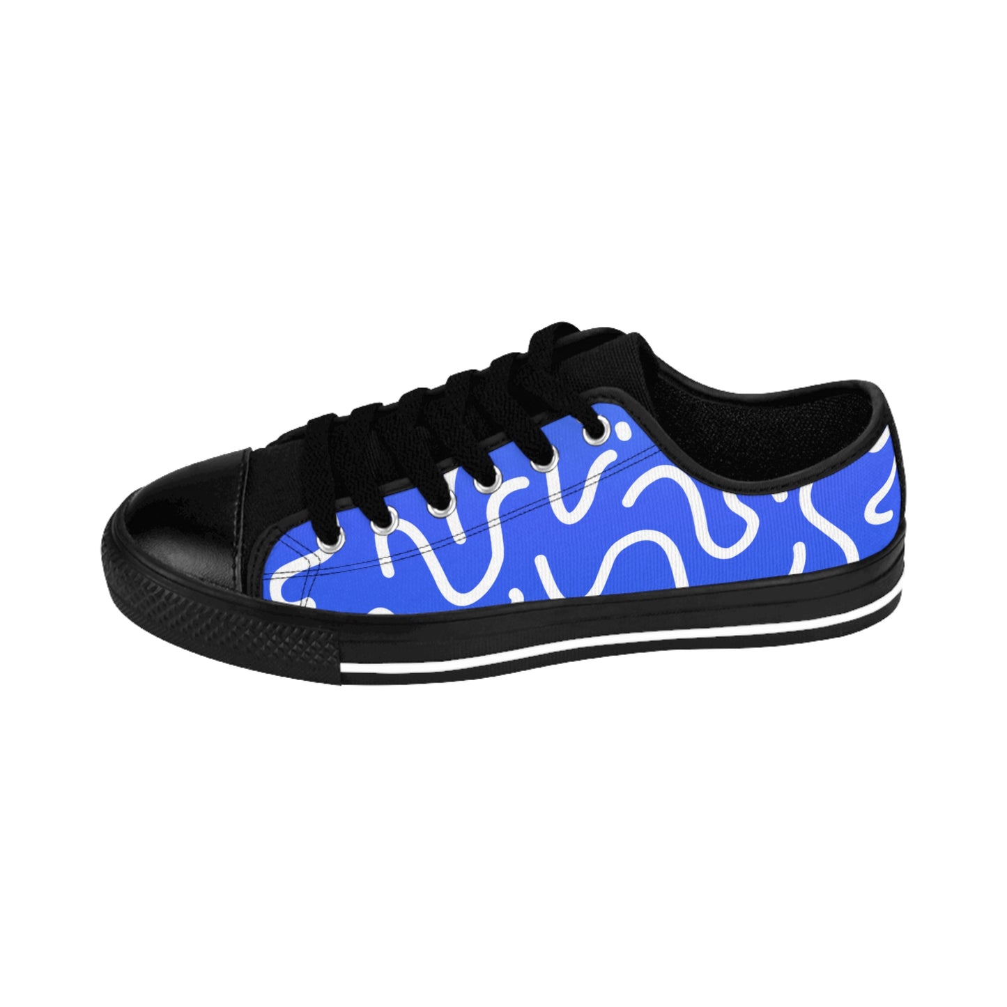 Blue Canvas Sneakers Women Casual Low Top Pattern Shoes