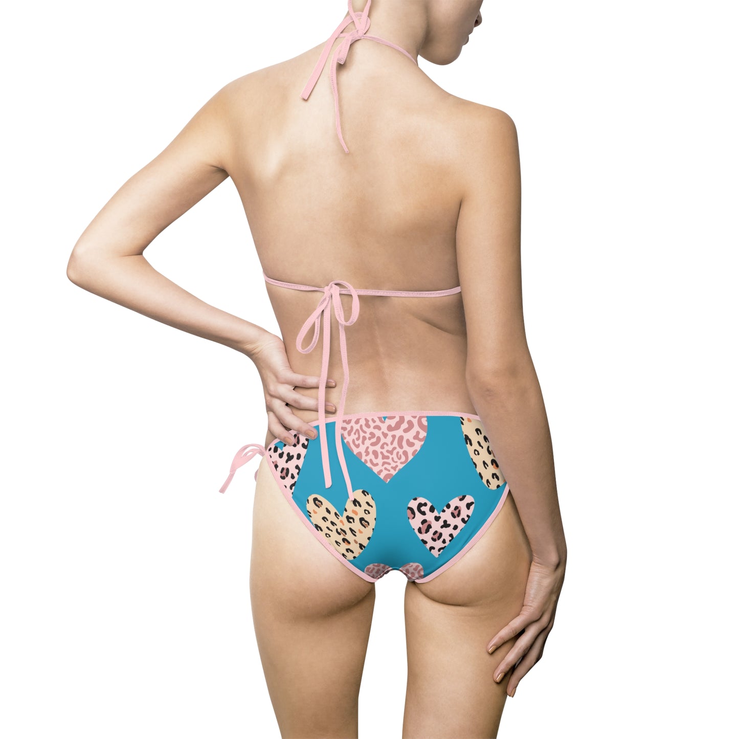 Leopard Heart Bikini Set – Sexy Tierprint Badeanzug Türkis