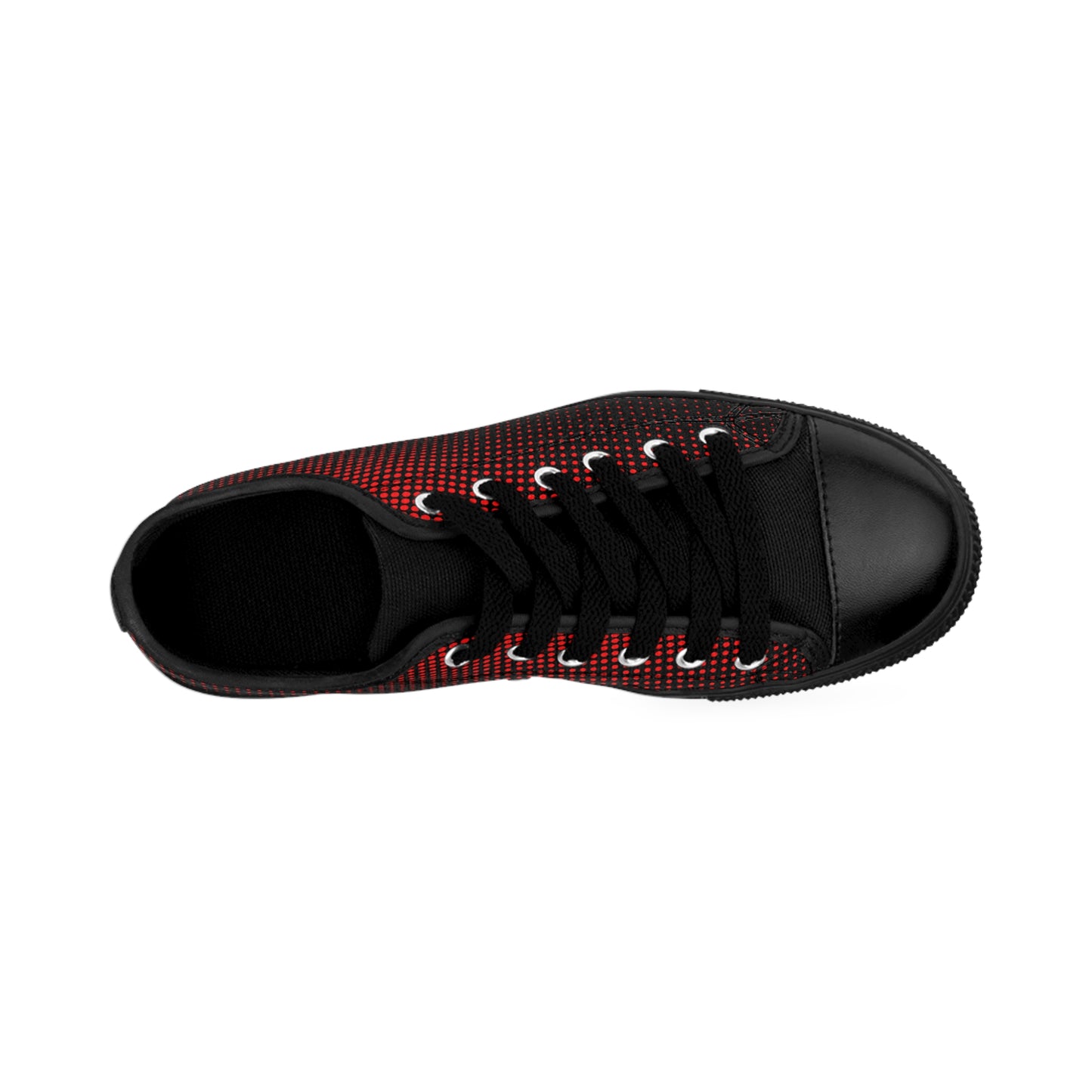 Red Dot Pattern Canvas Sneakers Women Casual Lace-Up Shoes