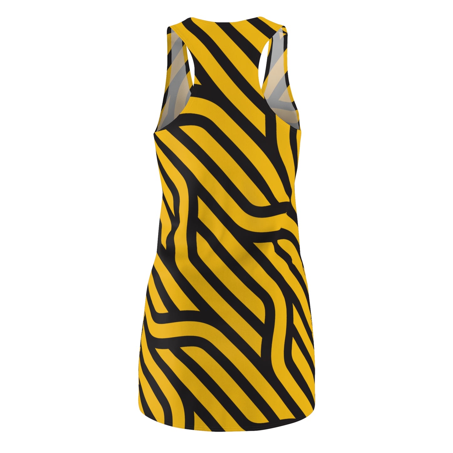 Schwarz Gelb Streifen Racerback Kleid – Modernes Sommerkleid