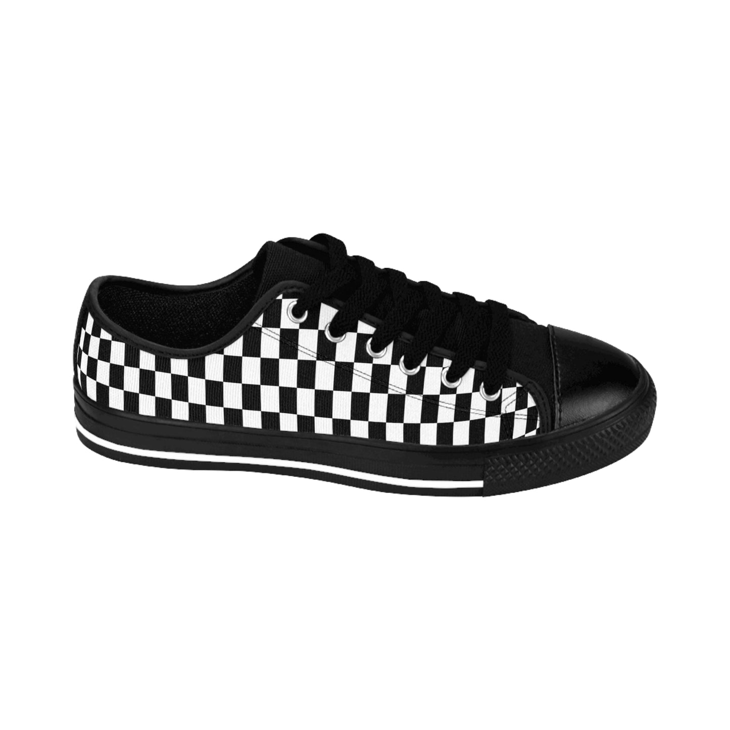 Black White Checkerboard Sneakers – Retro Canvas Low Tops