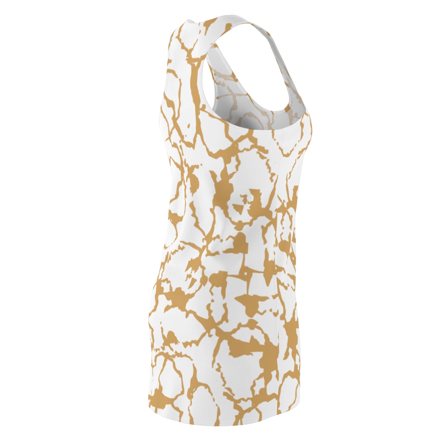 Racerback Kleid Weiss Gold mit abstraktem Muster