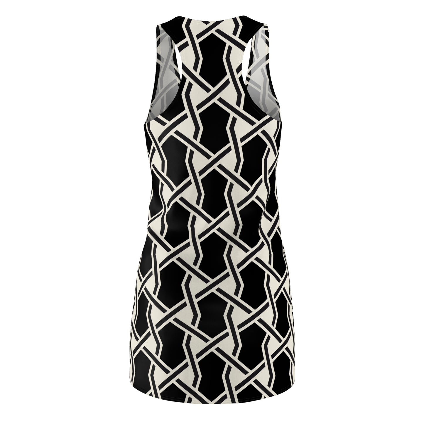 Schwarzes Racerback Kleid mit geometrischem Muster