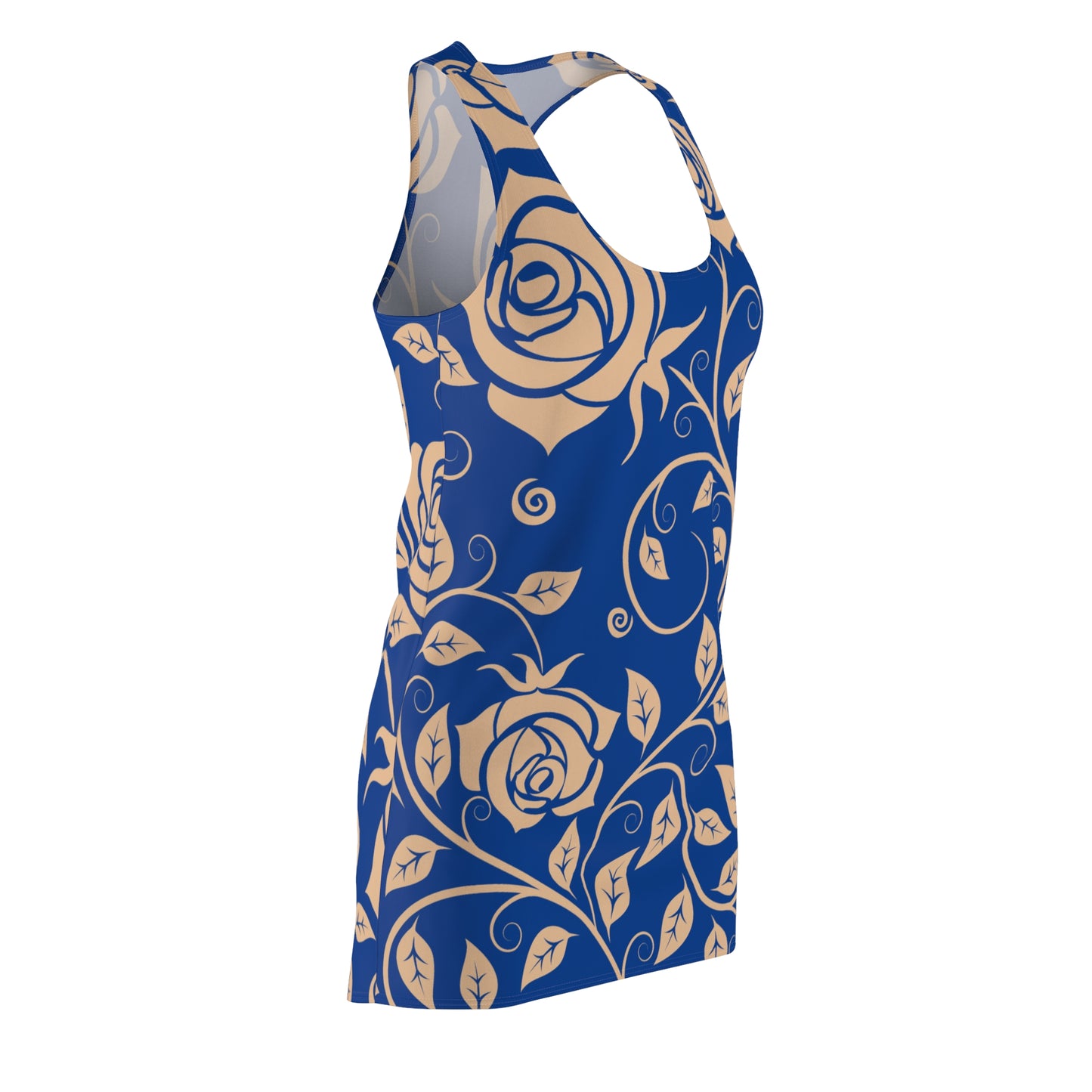 Floral Racerback Kleid Rose – Elegant in Beige & Dunkelblau