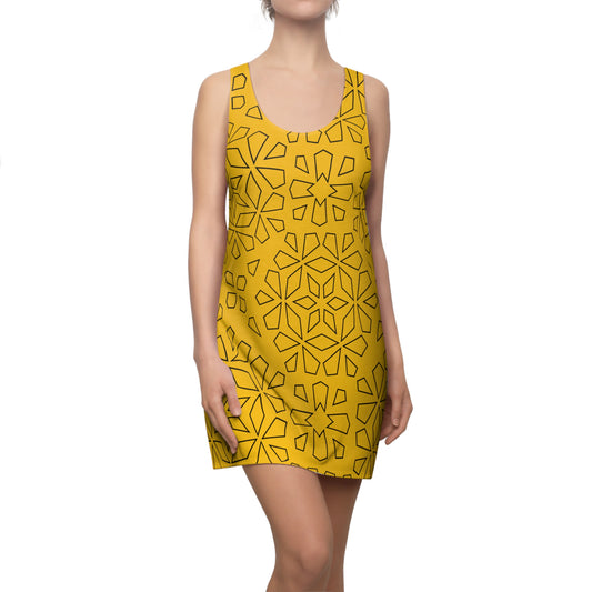 Schwarz Gelb Racerback Kleid – Stylische Damenmode