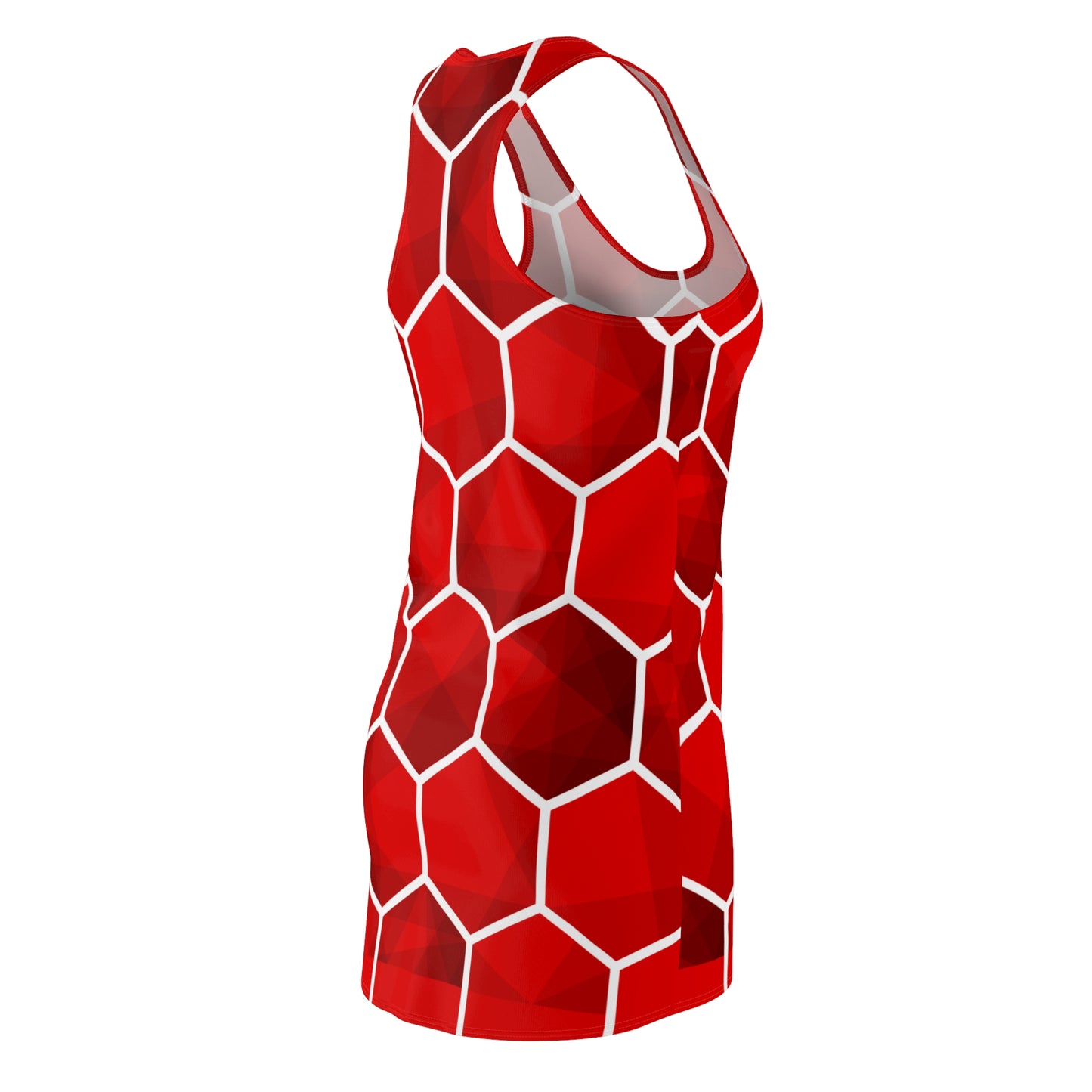 Stylish Red Geometric Racerback Dress – Sleeveless Summer Dress