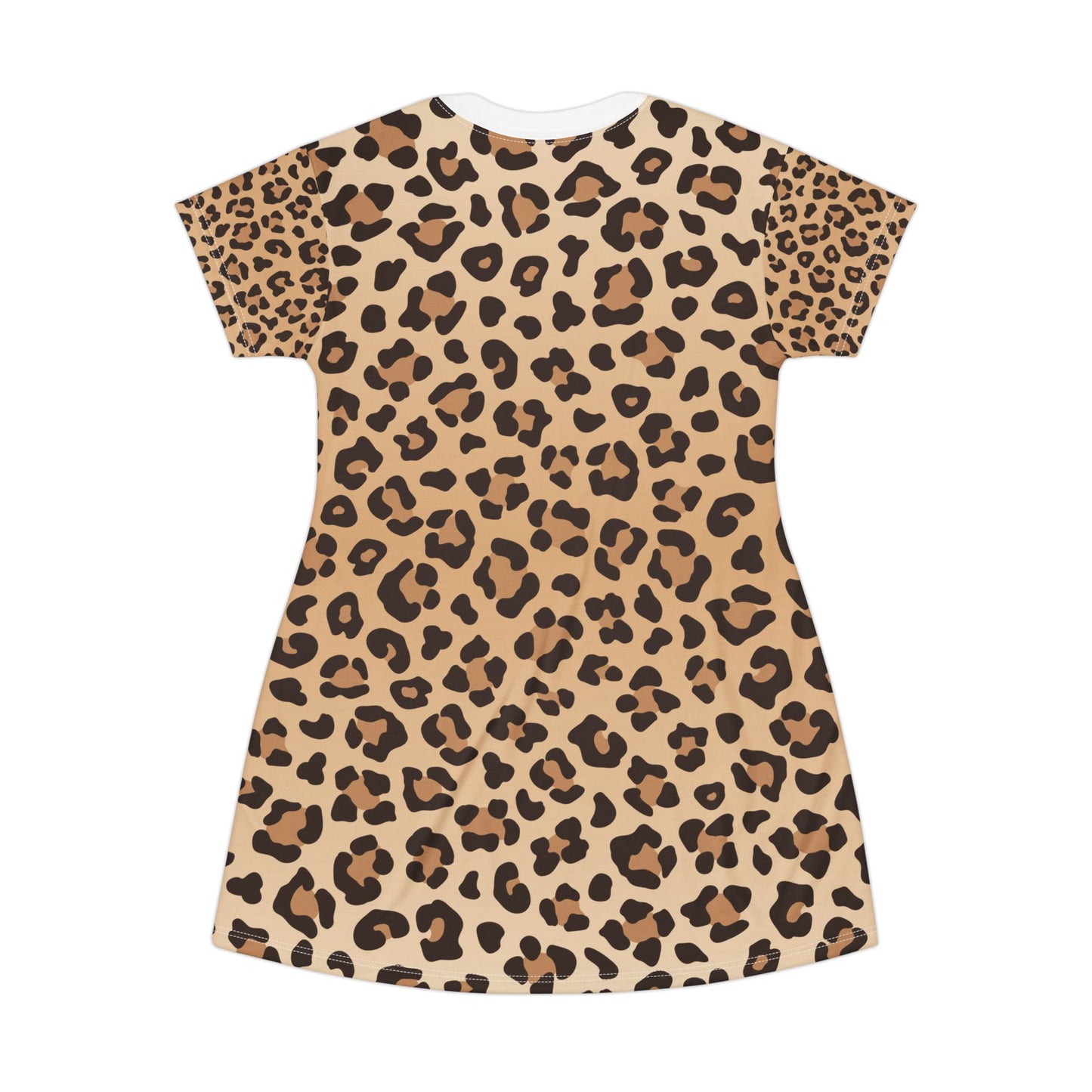 Weißes Damen Kleid Leoparden Print T Shirt Sommer Casual Animal