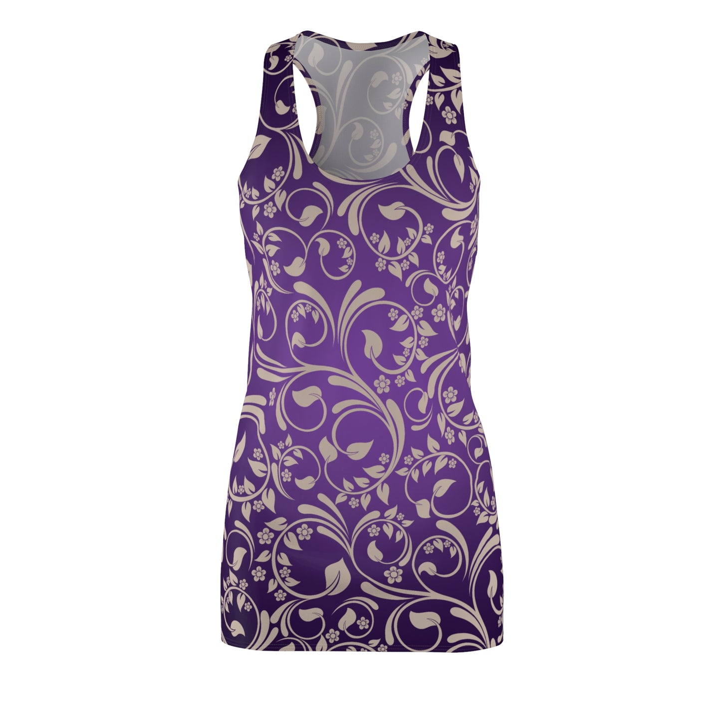 Violettes Racerback Kleid mit floralem Muster & sanftem Farbverlauf