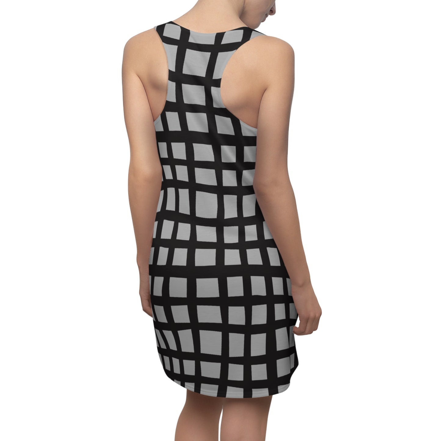Grau Grid Racerback Kleid – Moderner Sommerlook