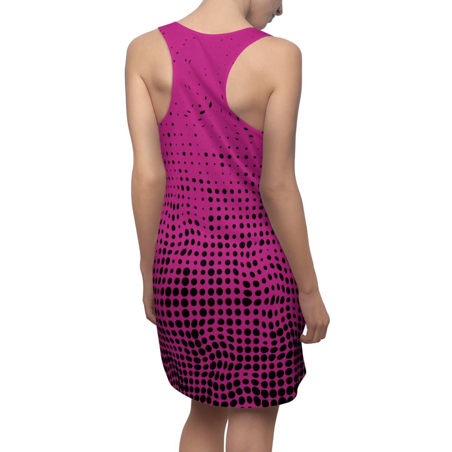 Punkte Gradient Racerback Kleid – Schwarz Pink Sommerkleid