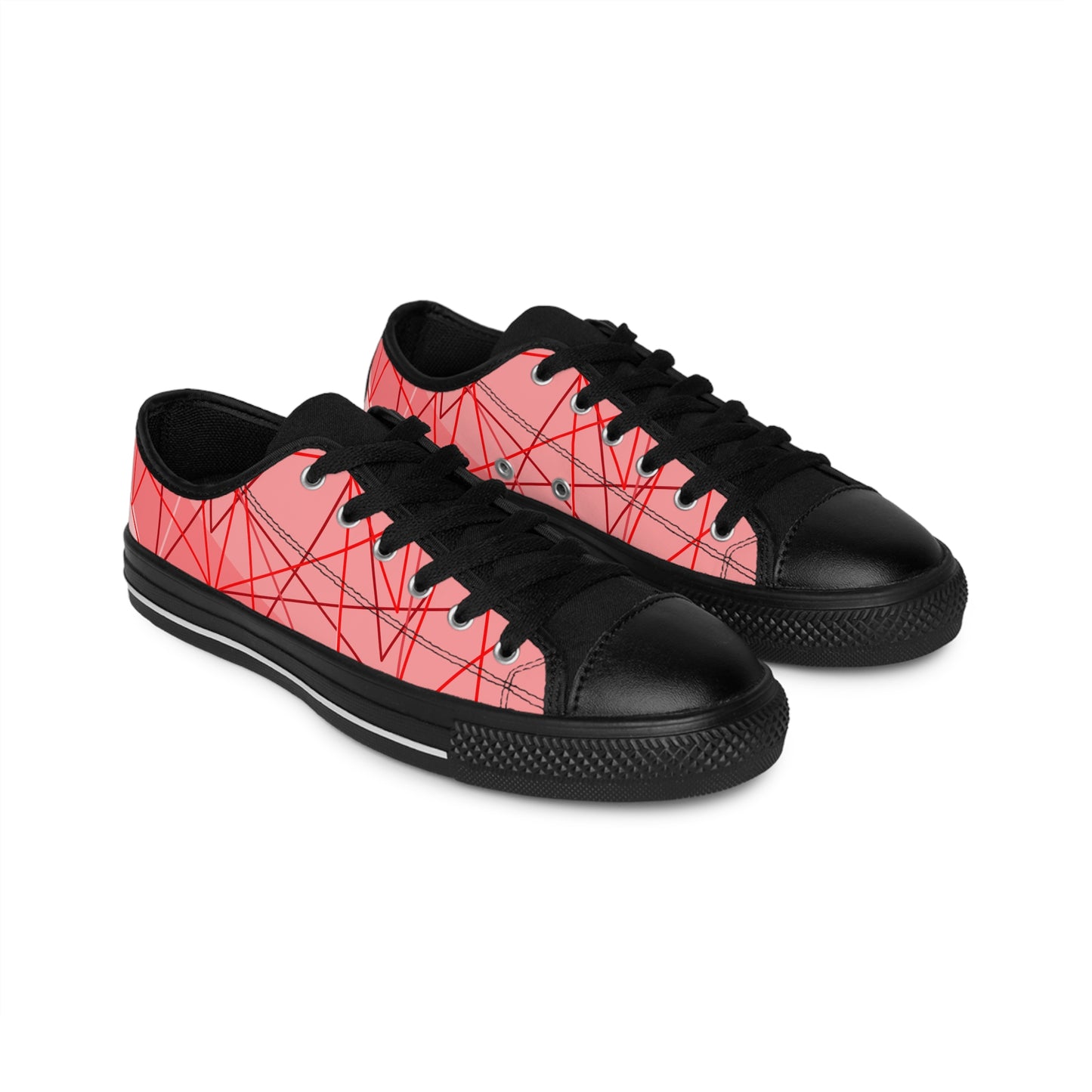 Damen Canvas Sneaker Rosa Linien Muster Streetwear Freizeit Schuhe