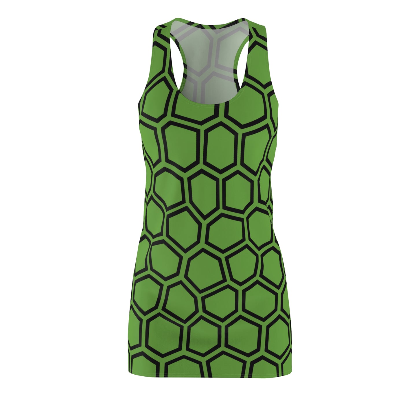 Racerback Kleid Schwarz Grün Hexagon Muster Damen Sommer