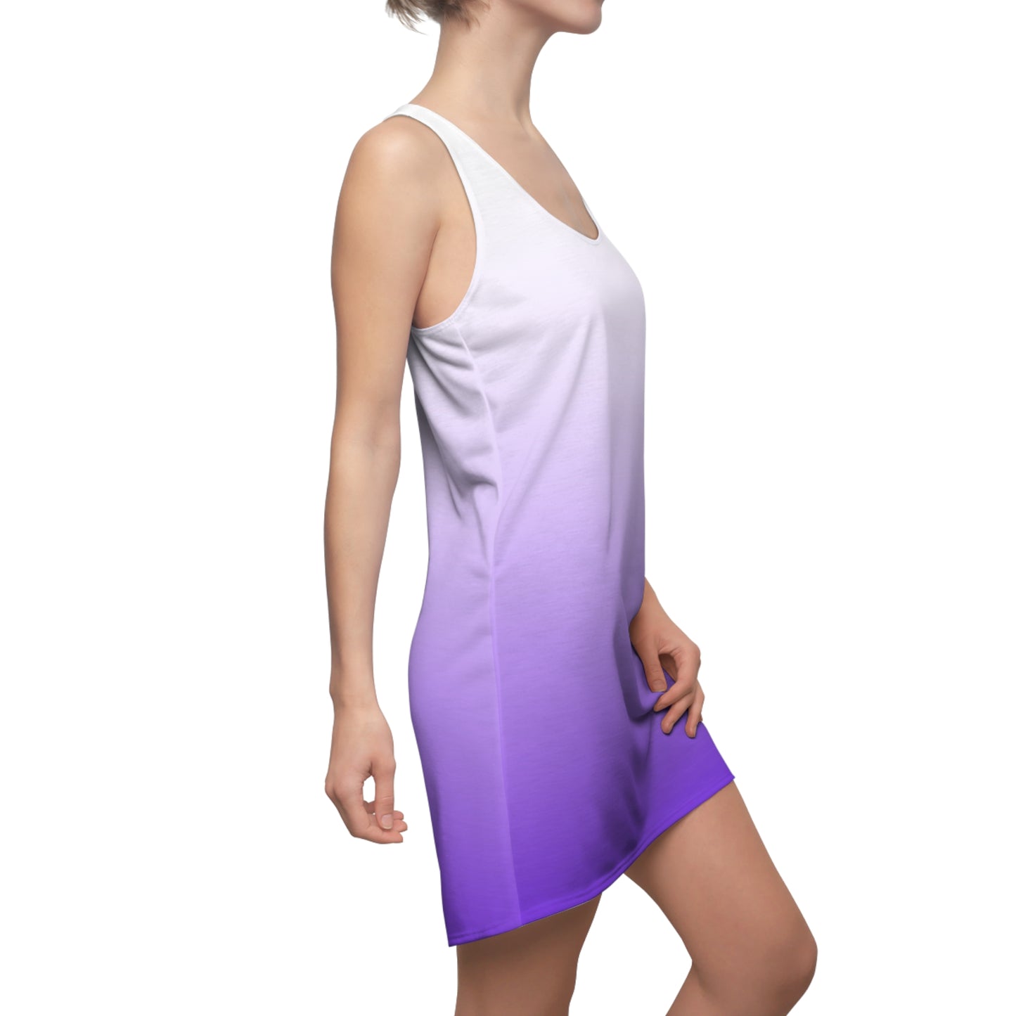 Racerback Kleid Weiß Lila Farbverlauf Damen Sommer