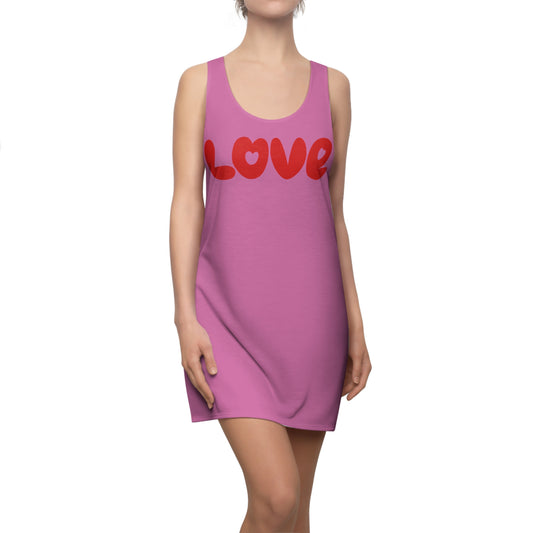Love Racerback Kleid – Rosa Rot Schriftzug Kleid