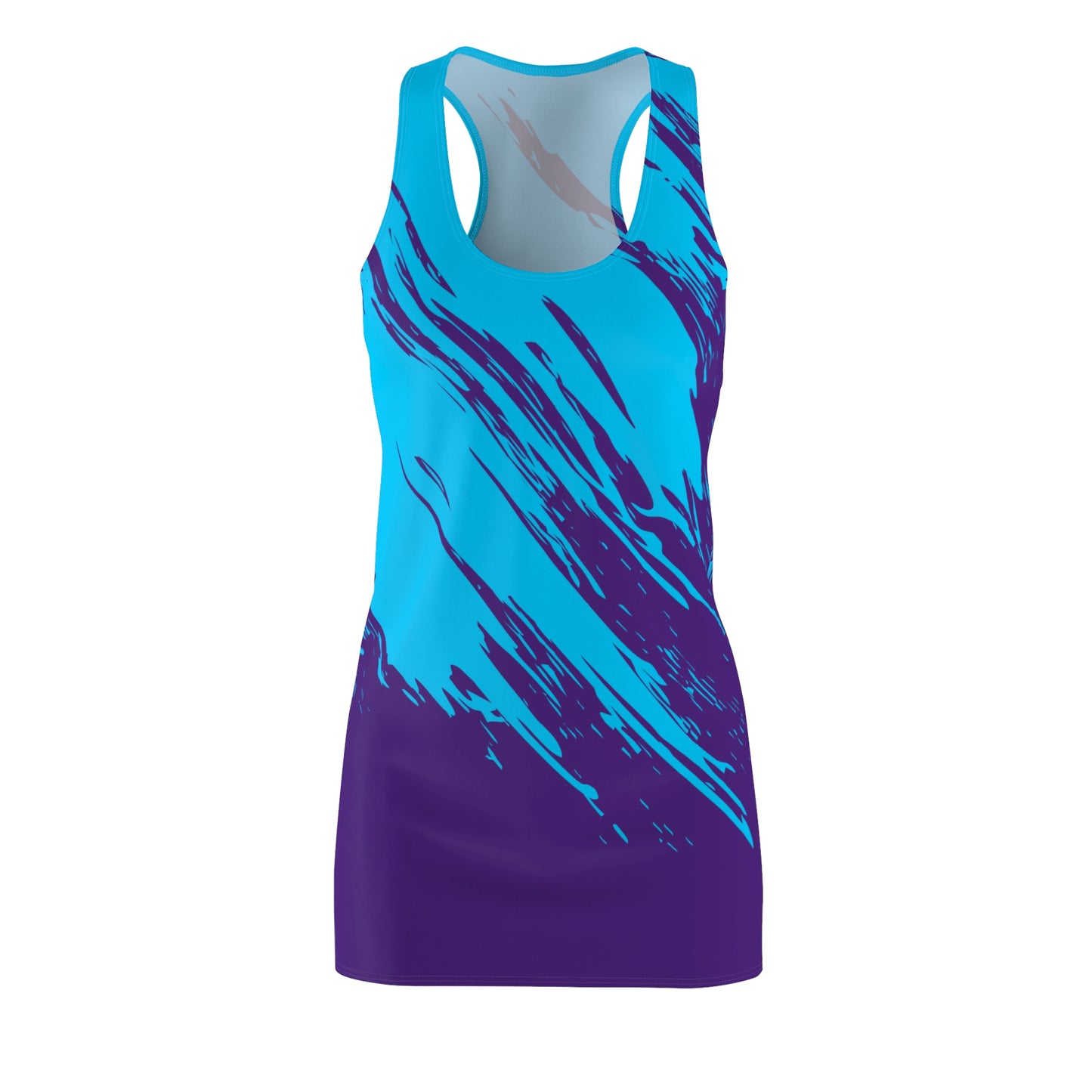 Türkis-Lilanes Racerback Kleid mit abstraktem Pinselprint