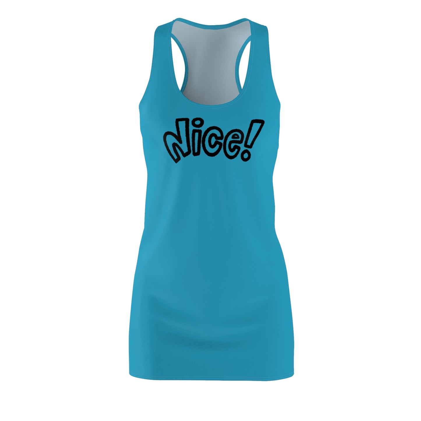 Racerback Damenkleid Sommer – „Nice!“ Statement, modern & lässig  Türkis