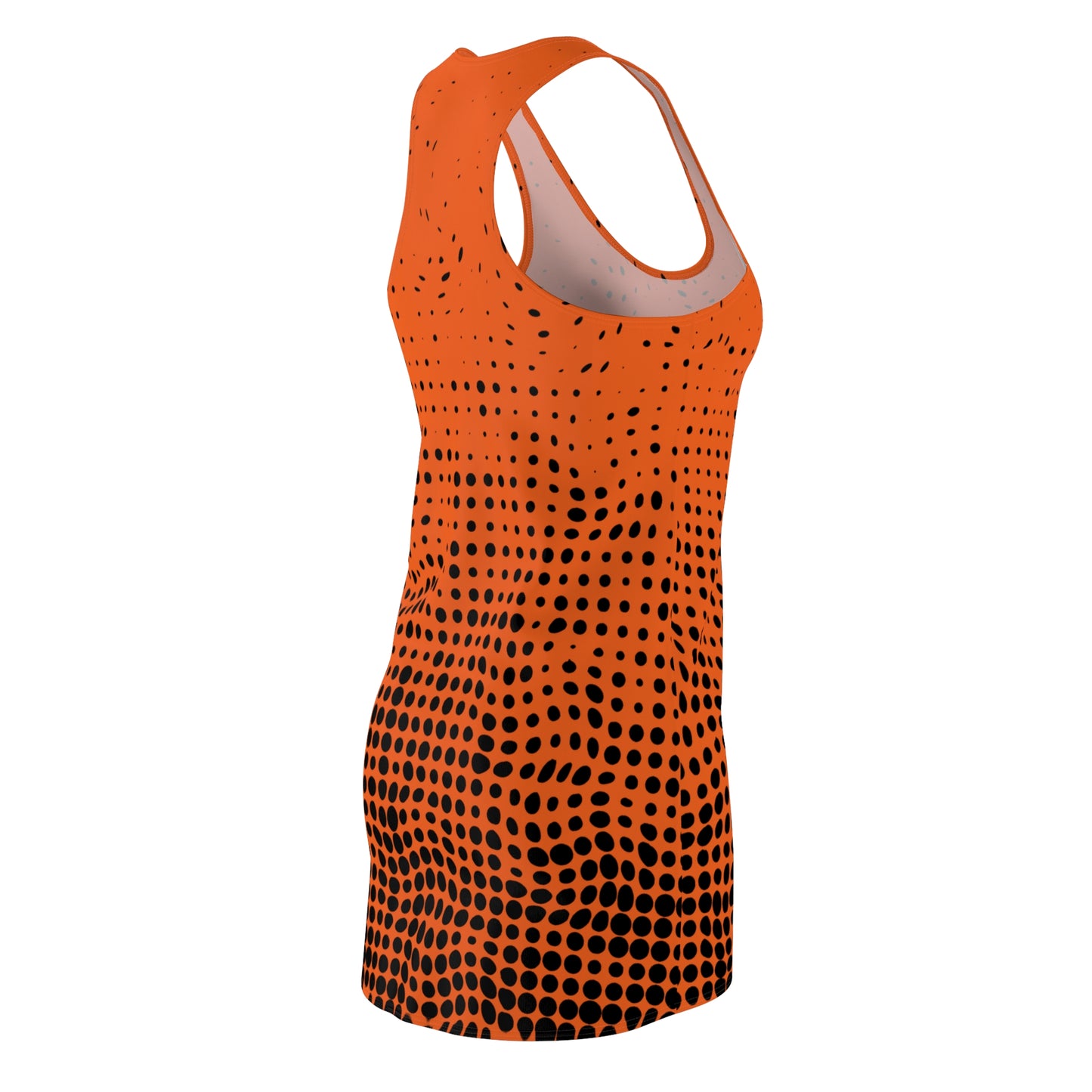 Punkte Gradient Racerback Kleid – Schwarz Orange Sommerkleid