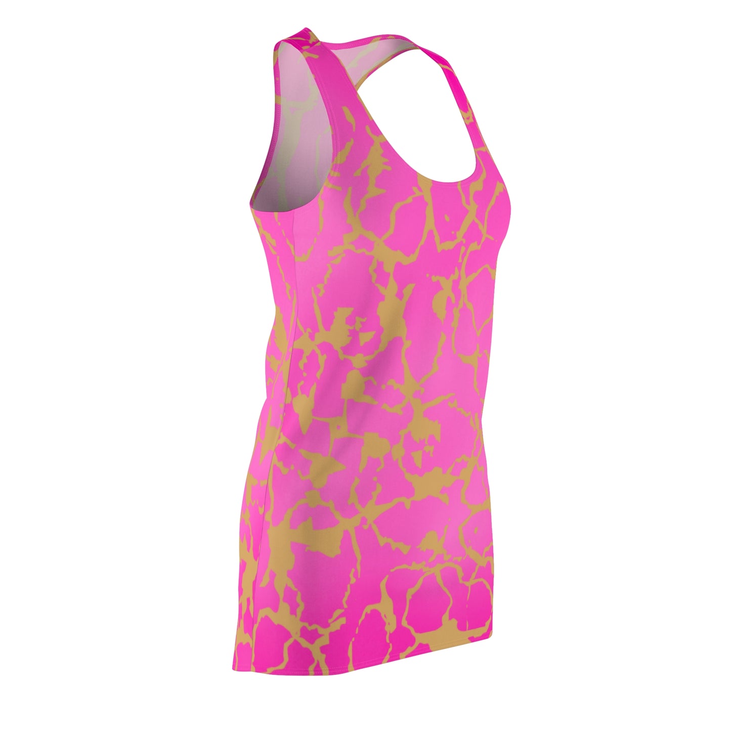 Racerback Kleid Pink Gold mit abstraktem Muster Damen Farbverlauf