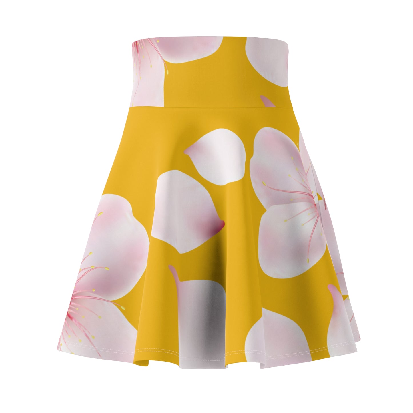 Gelber Damen Rock Blütenmuster Skater Elegant Sommer Casual