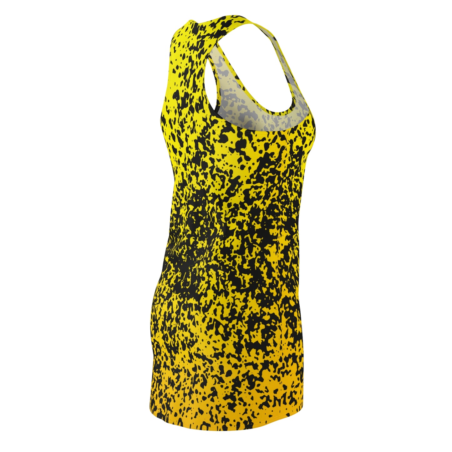 Racerback Damenkleid Sommer – Gelb-Schwarz gesprenkelt, modern