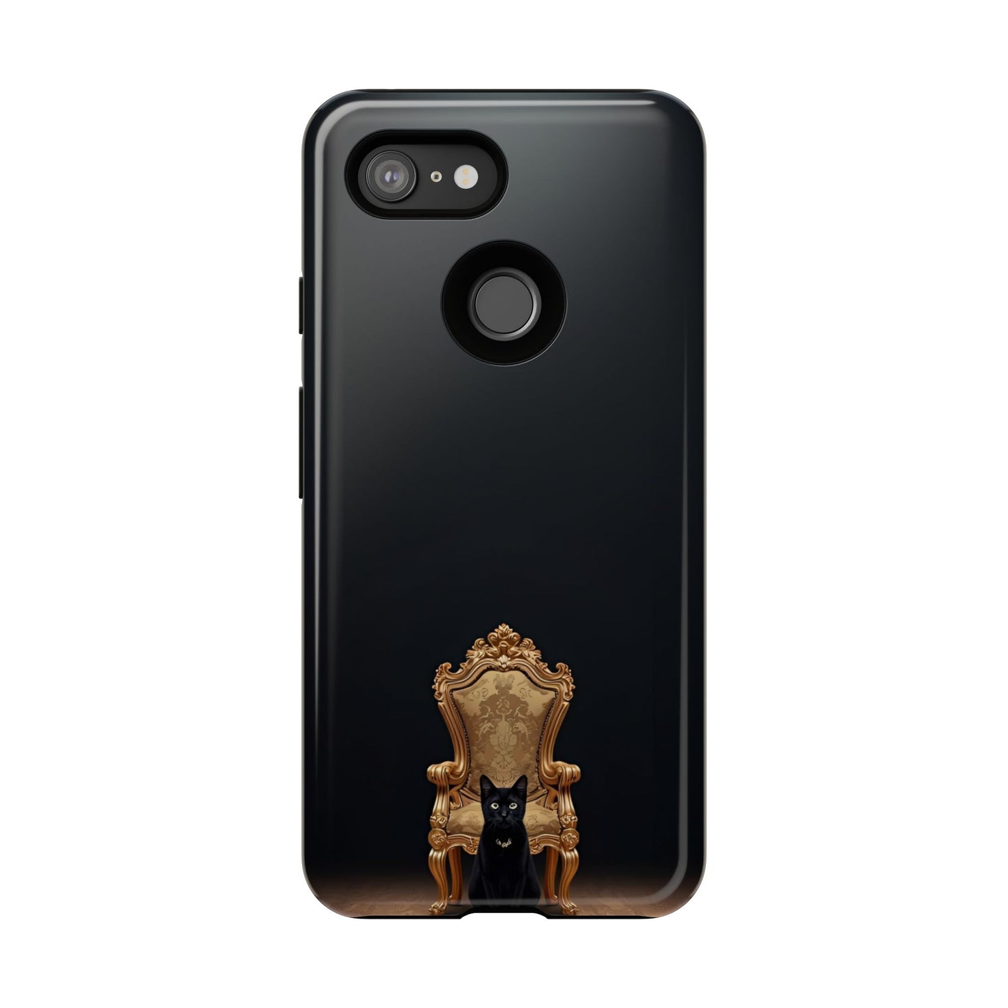 Black Cat on Golden Throne – Premium Phone Case Protective Slim