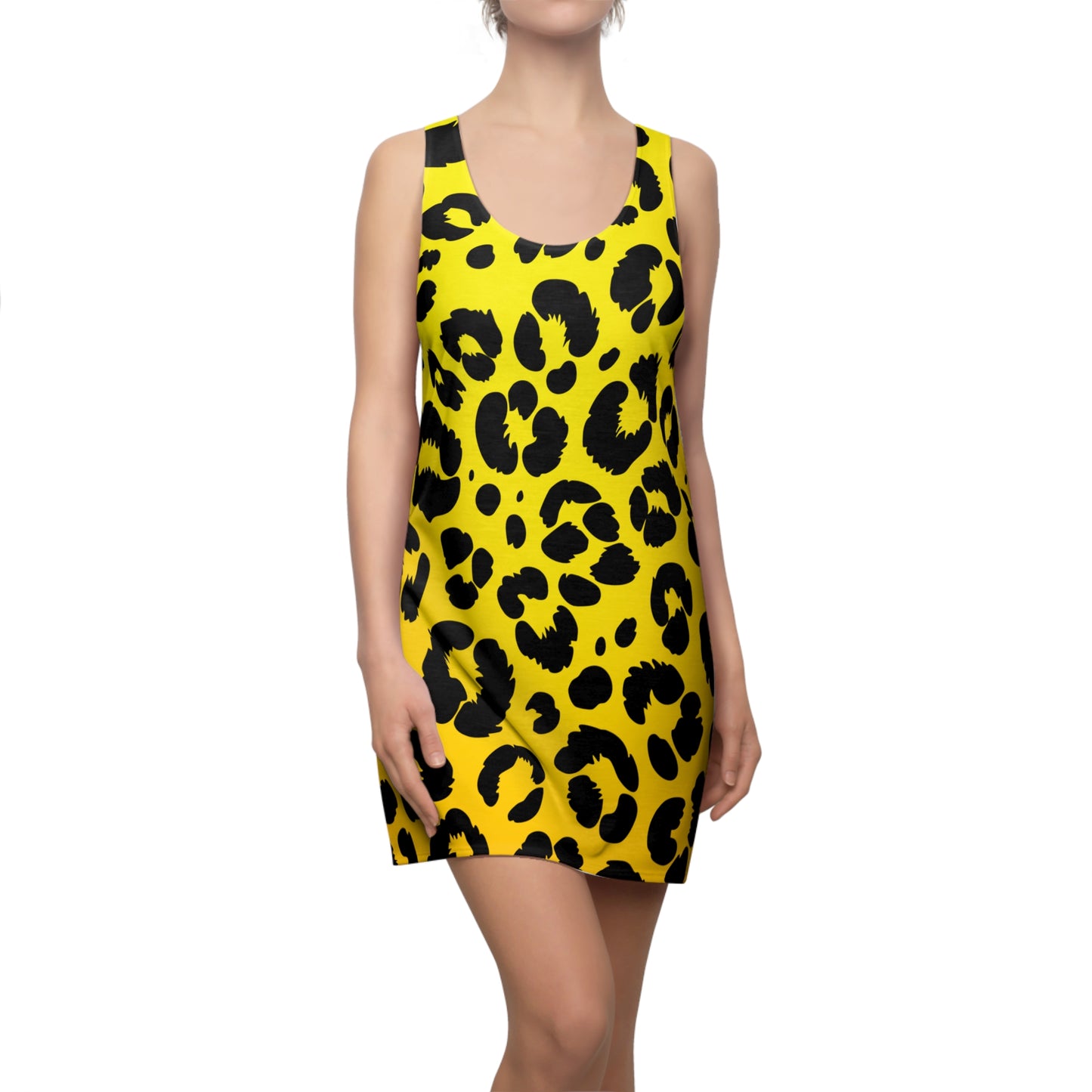 Racerback Damenkleid Sommer – Gelber Leo-Look, modern & selbstbewusst