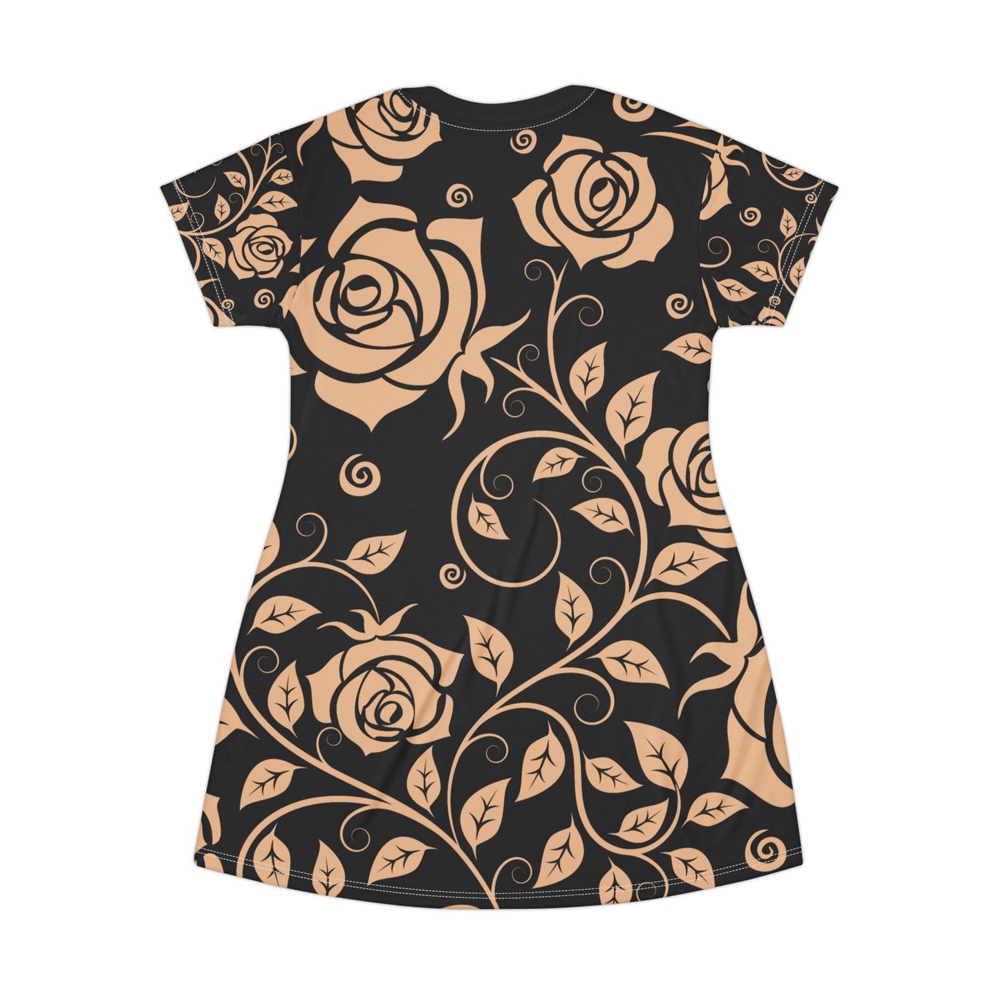 Schwarzer Damen Kleid Blumen T Shirt Style Sommer Boho Casual