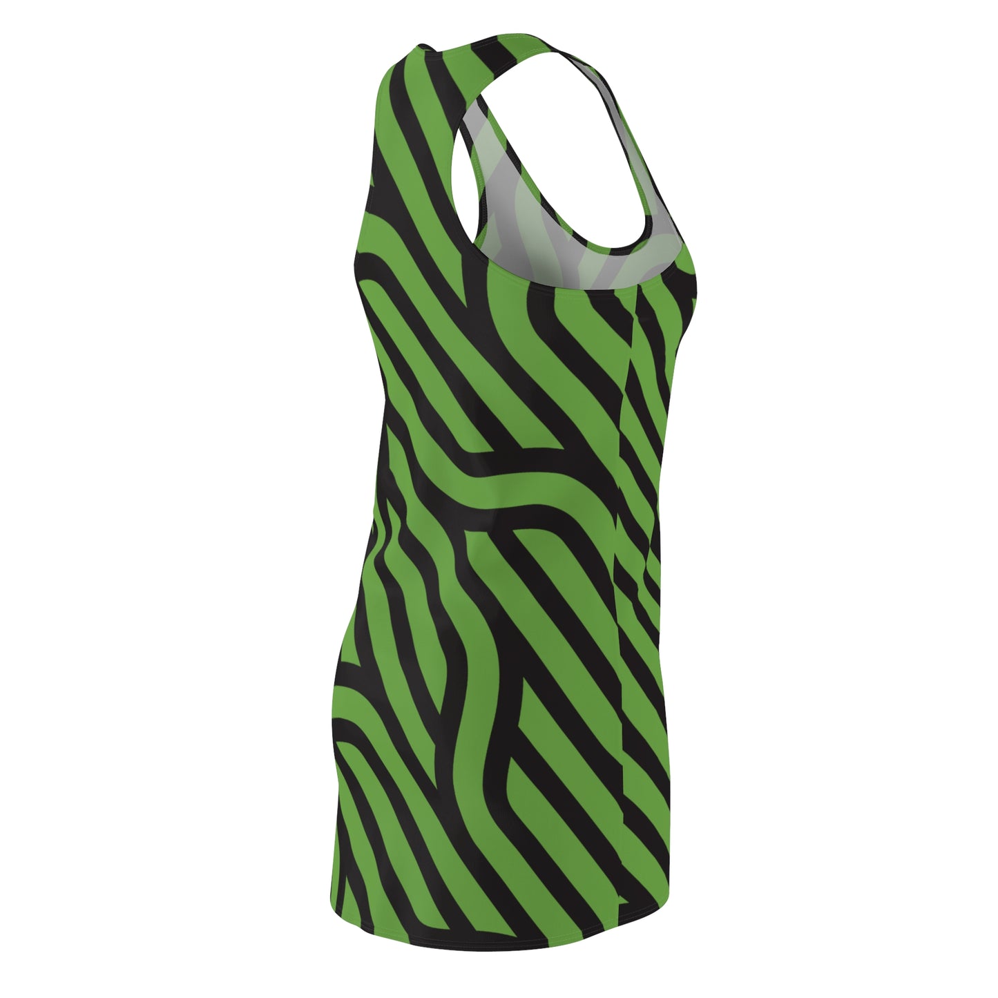 Schwarz Grün Streifen Racerback Kleid – Modernes Sommerkleid
