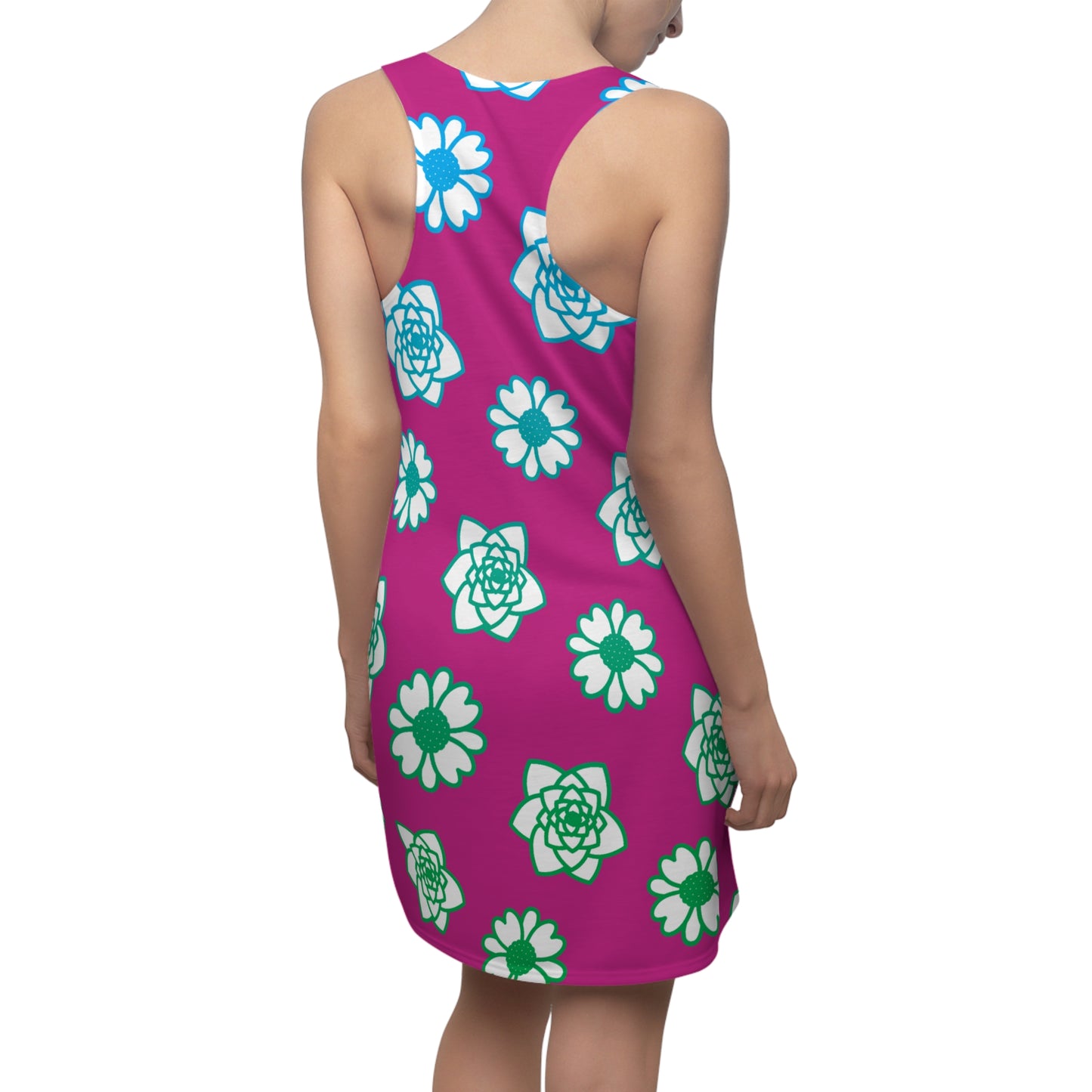 Racerback Kleid Pink mit grünem Blumenmuster Sommerlook