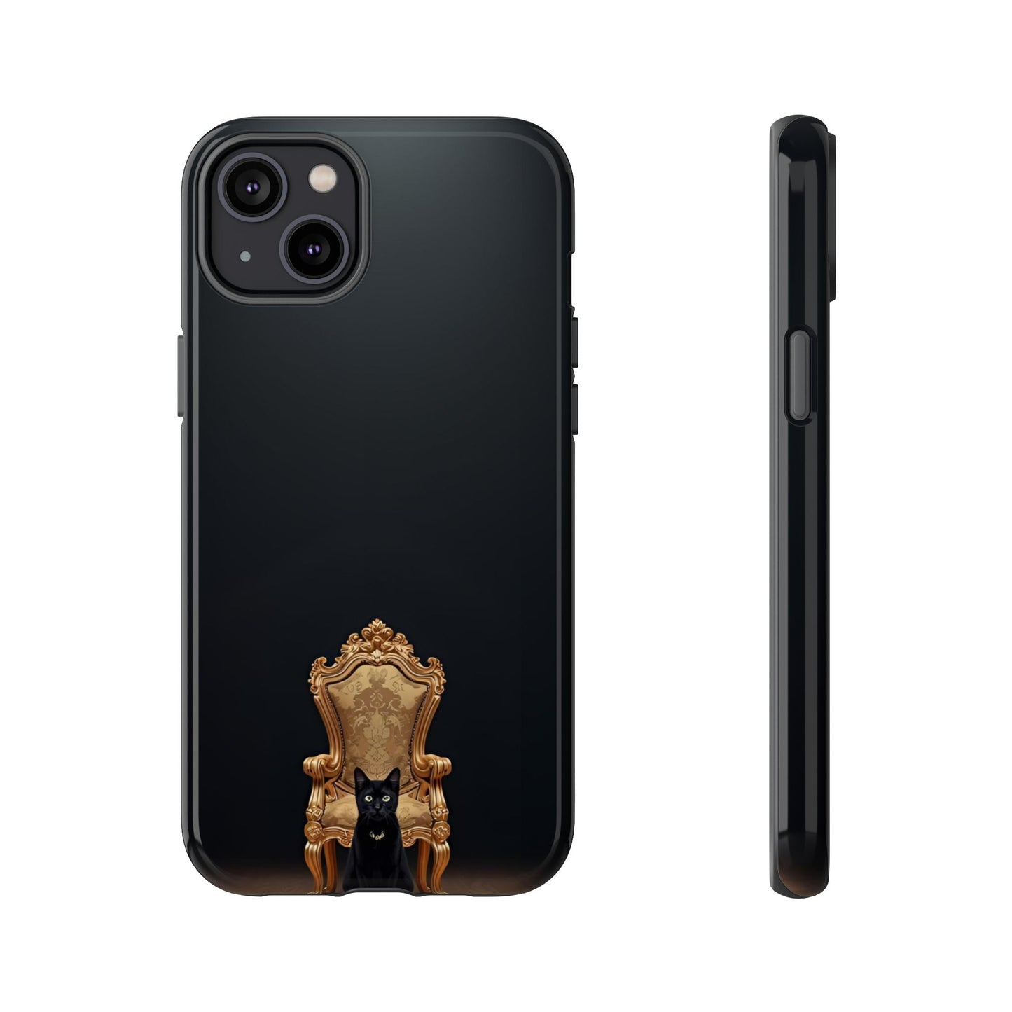 Black Cat on Golden Throne – Premium Phone Case Protective Slim