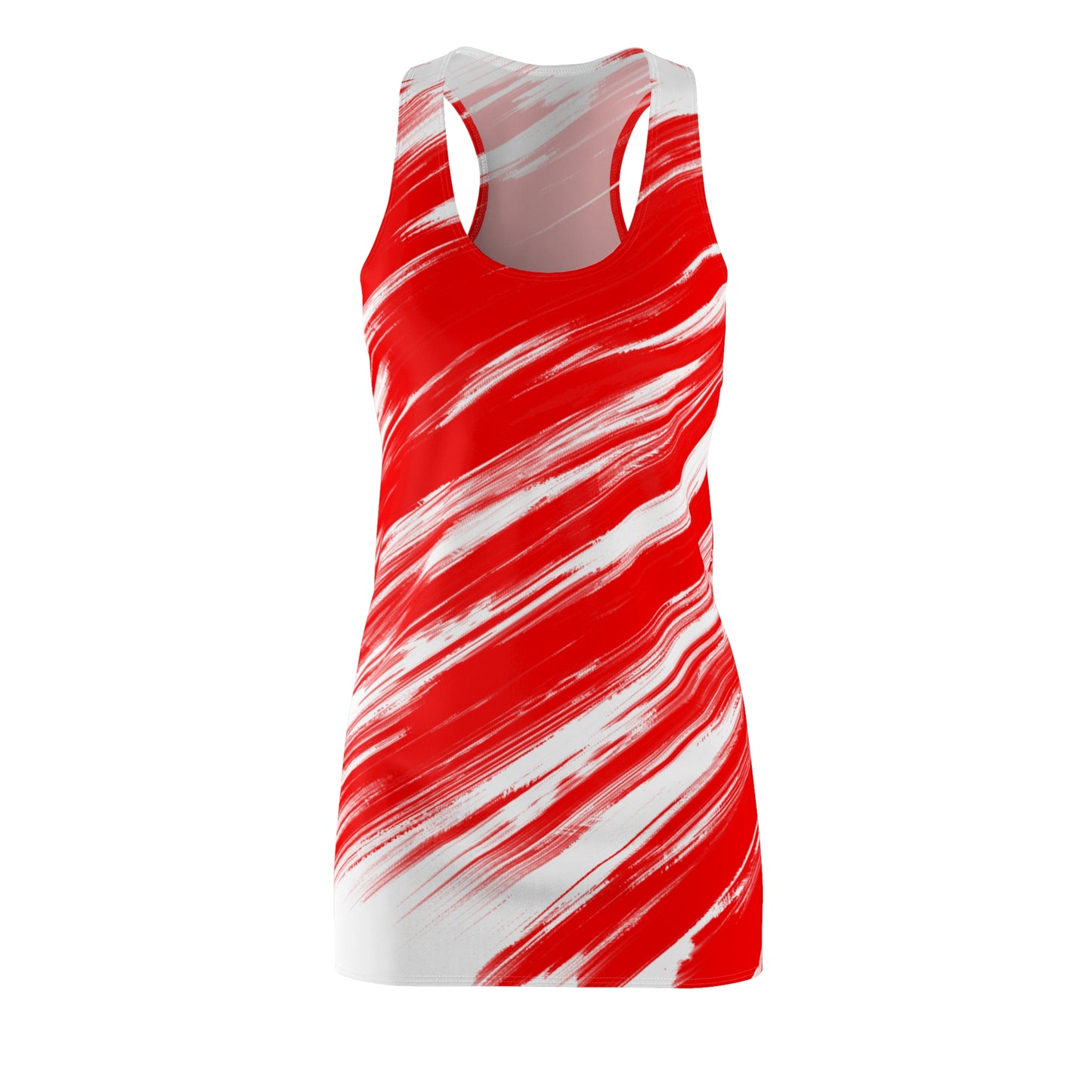 Rotes Racerback Kleid mit weißem Abstract Muster