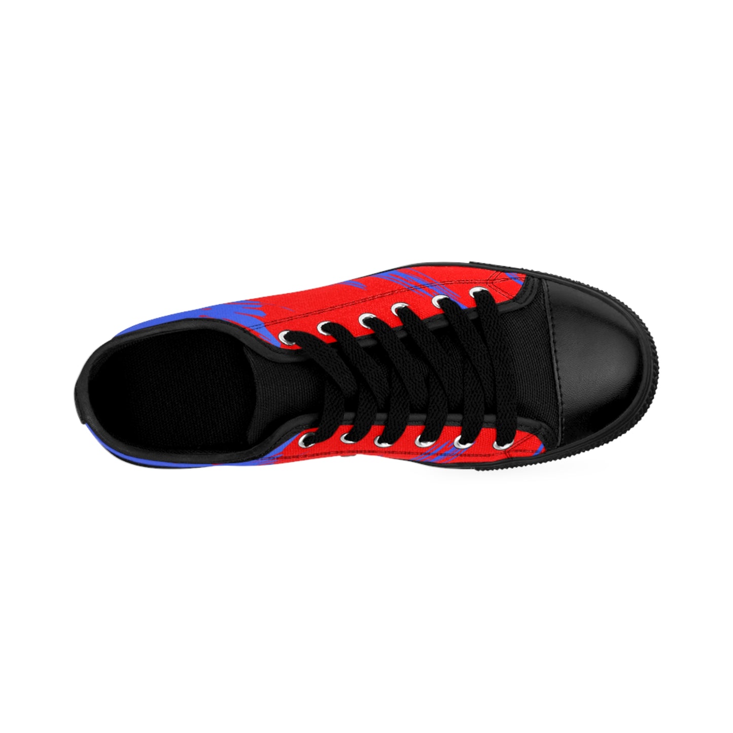 Red Blue Gradient Canvas Sneakers Women Casual Lace-Up Shoes