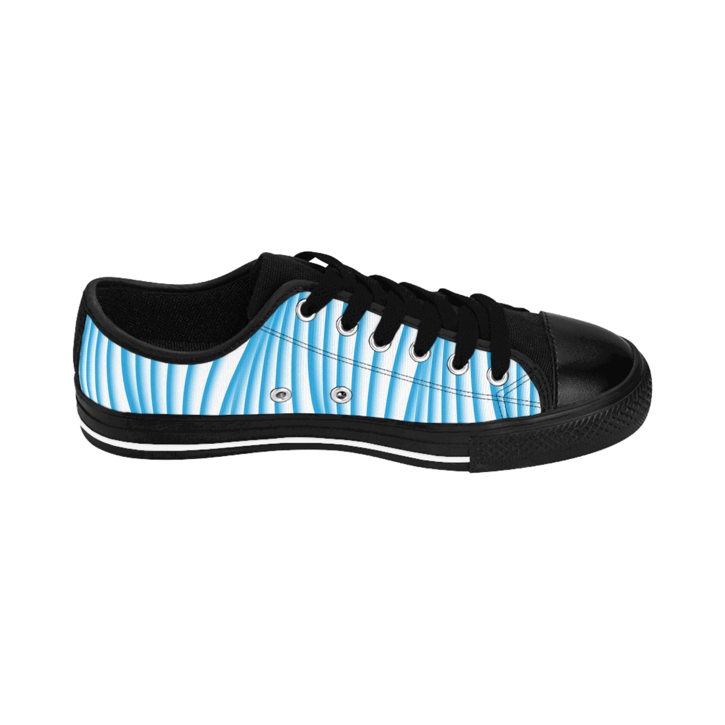 Blue Wave Pattern Canvas Sneakers Women Casual Lace-Up Shoes