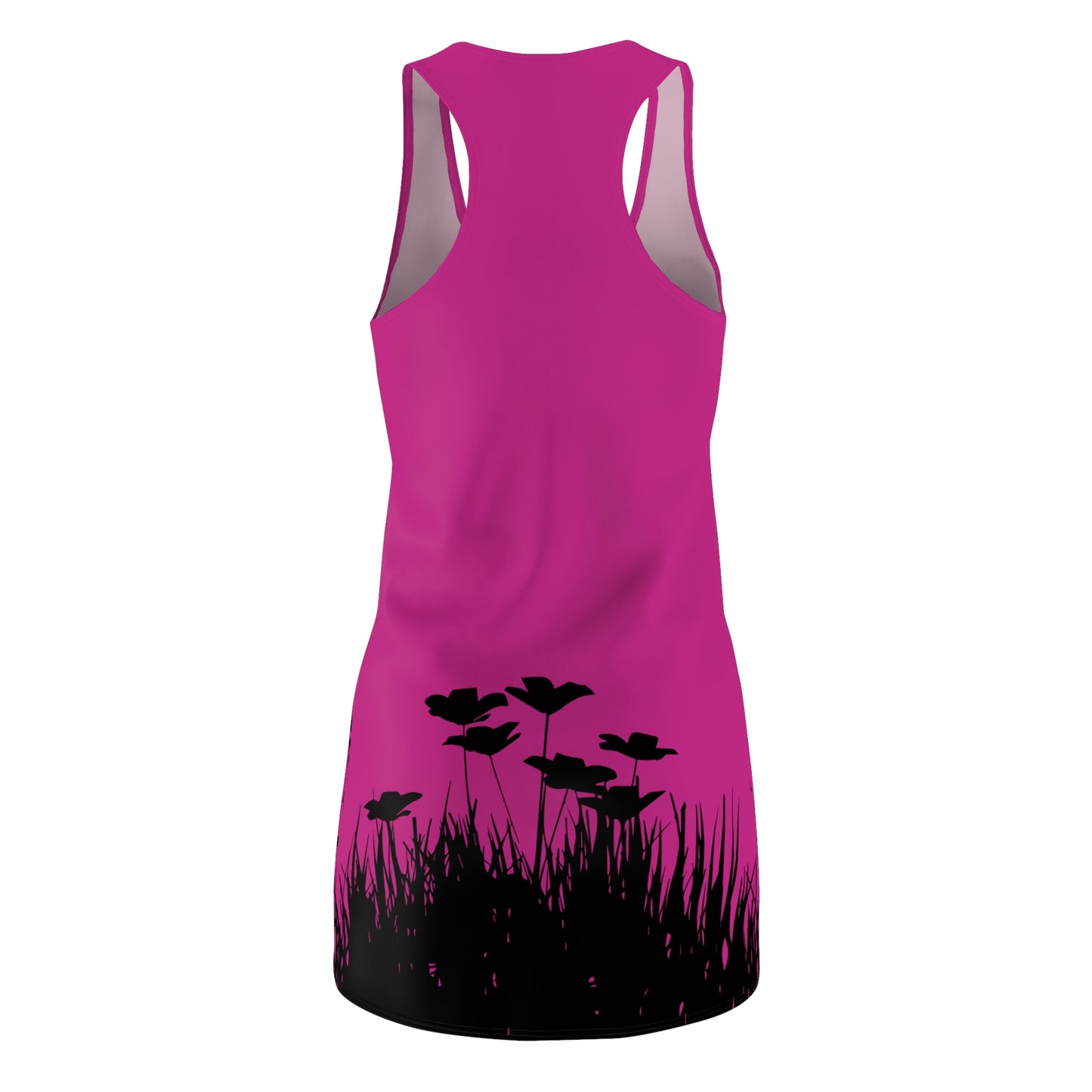 Pink Racerback Damenkleid – Botanisches Sommerkleid, Freizeitkleid