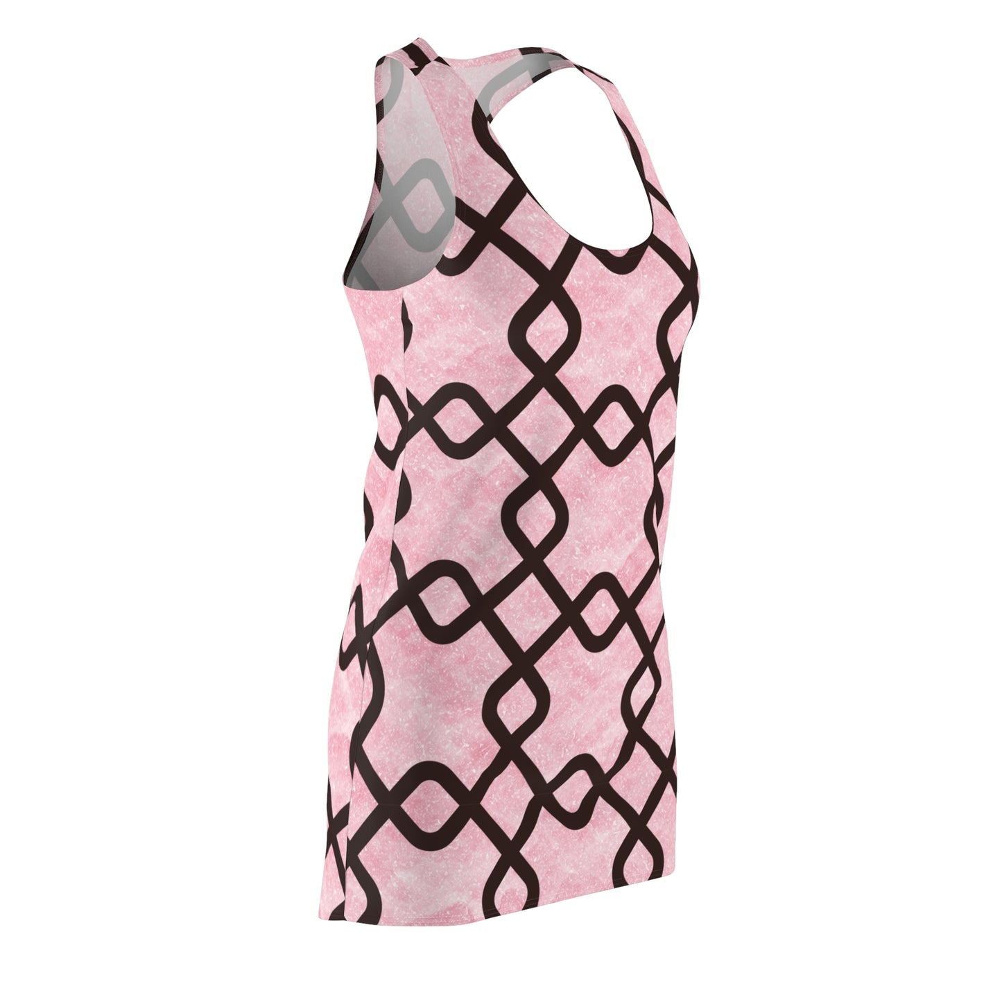 Rosa Racerback Kleid – Elegantes Sommerkleid mit geometrischem Muster