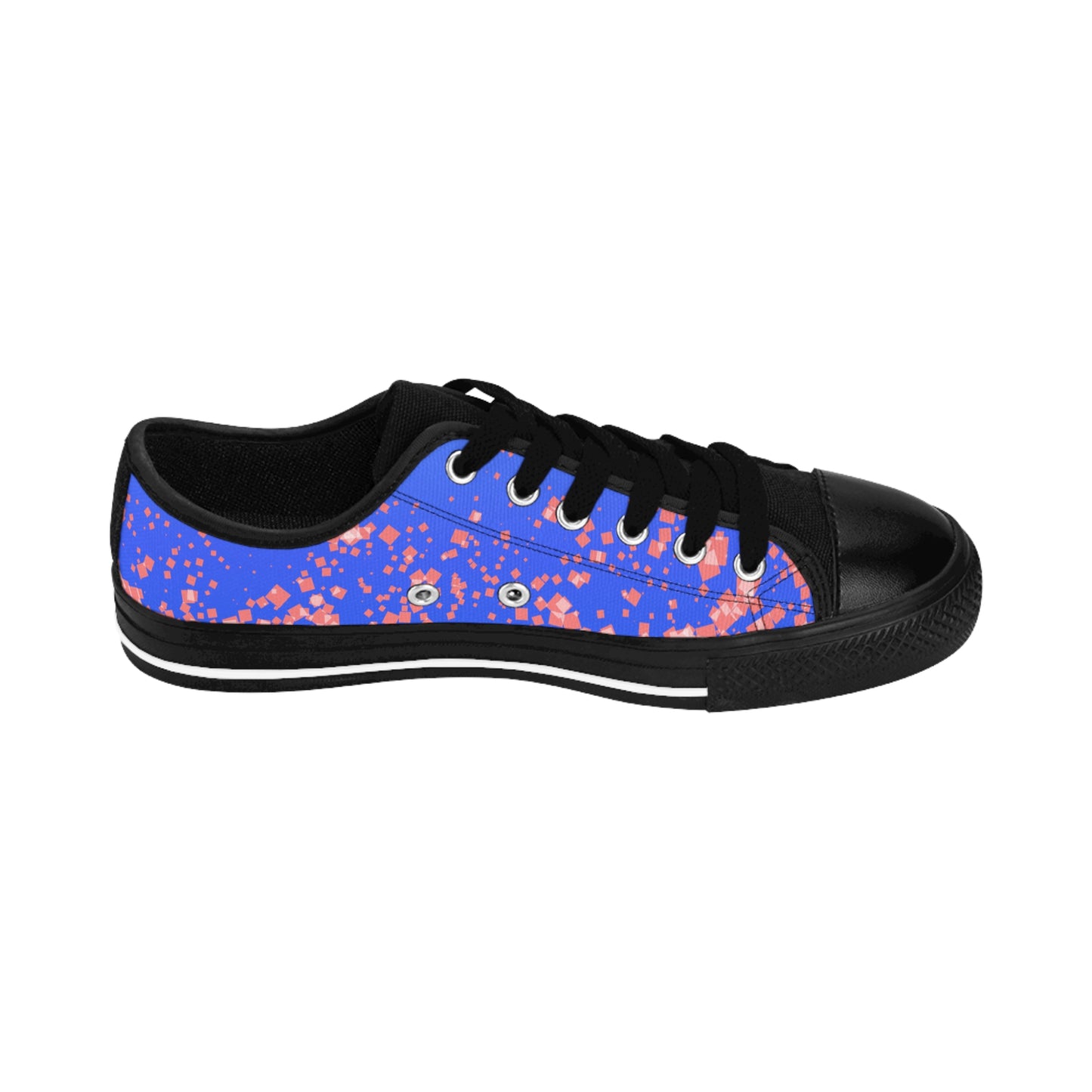 Blue Pink Confetti Sneakers – Casual Low Top Canvas Shoes